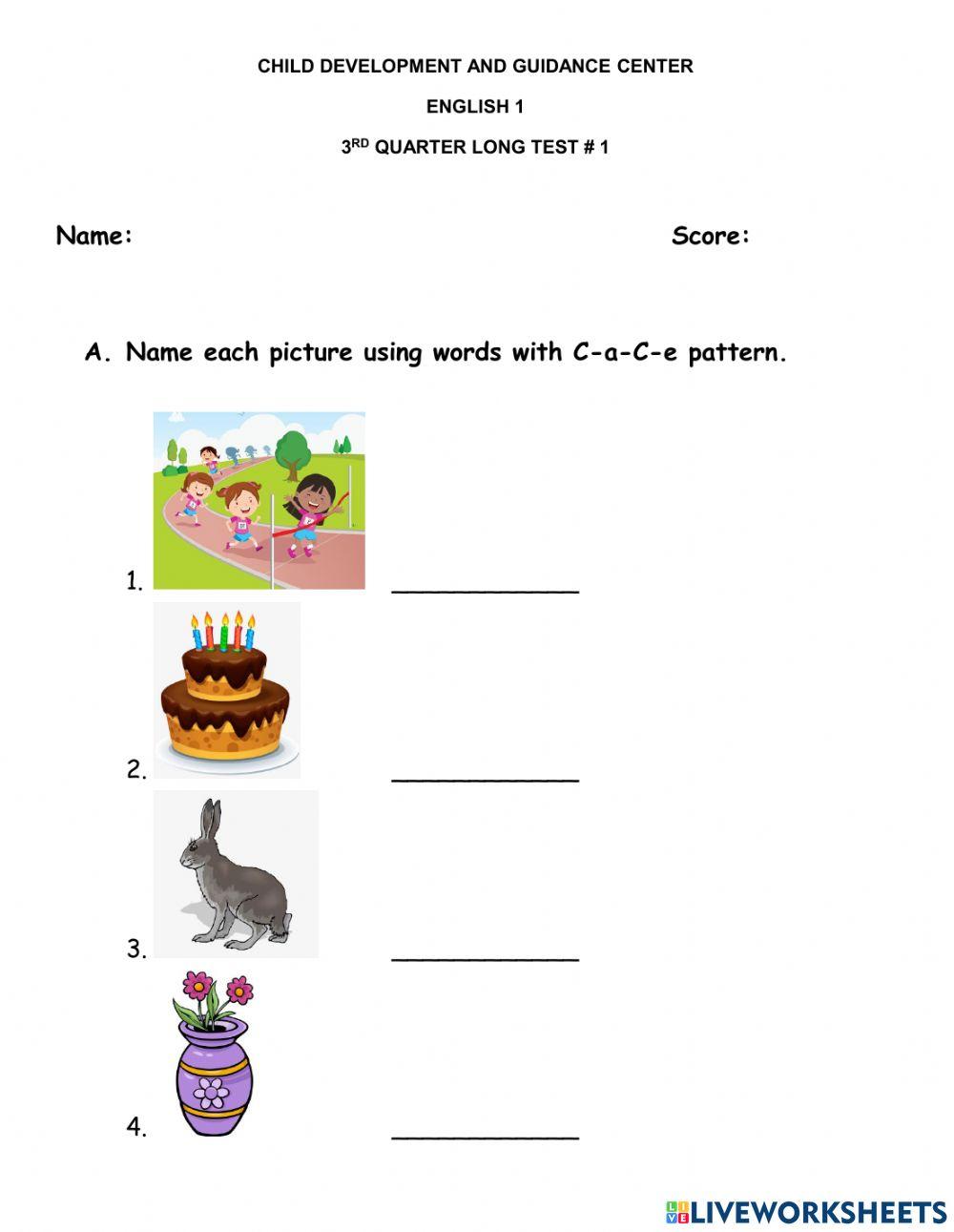 Test 1- 3Q worksheet