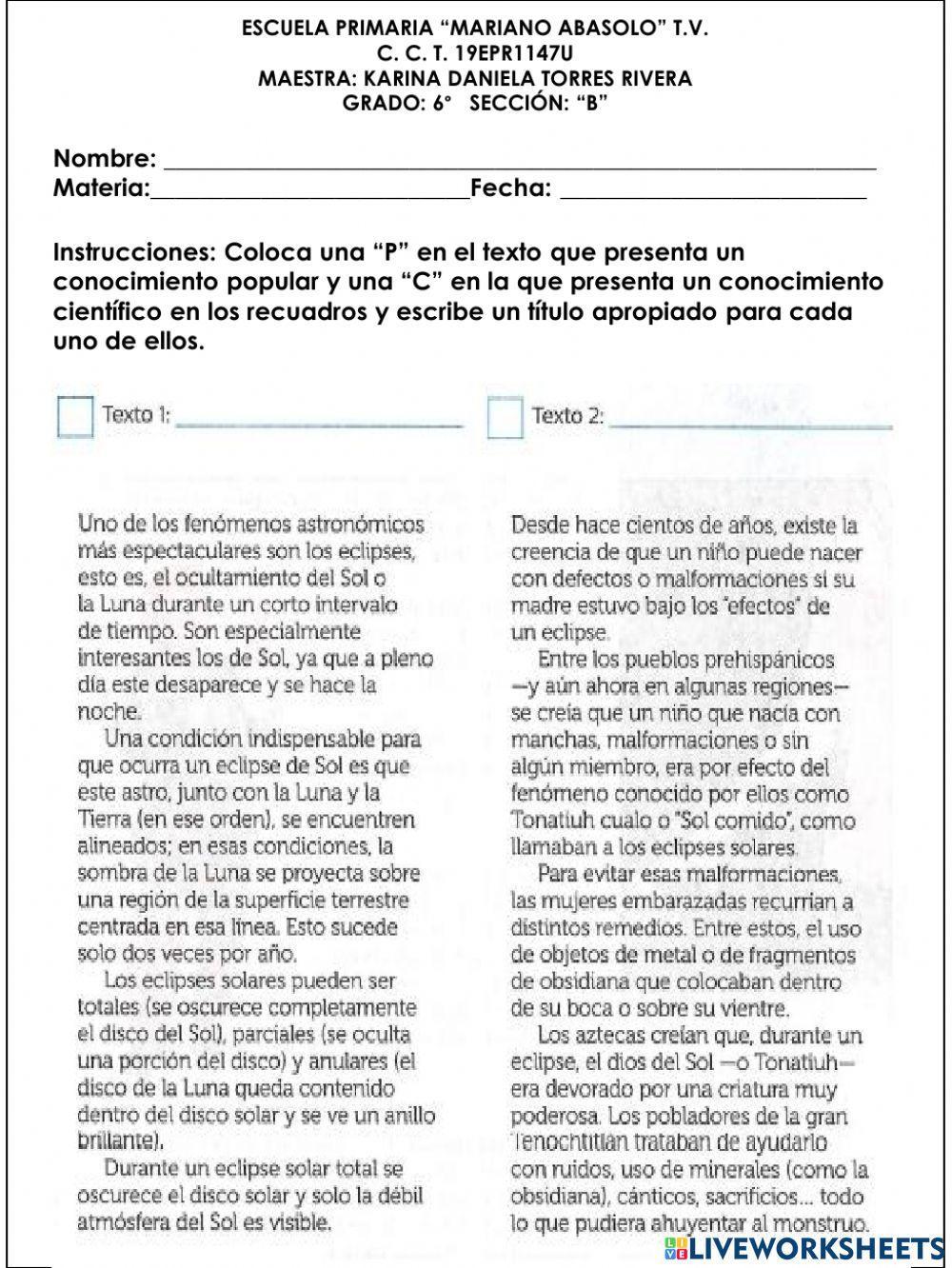 Conocimiento popular y científico