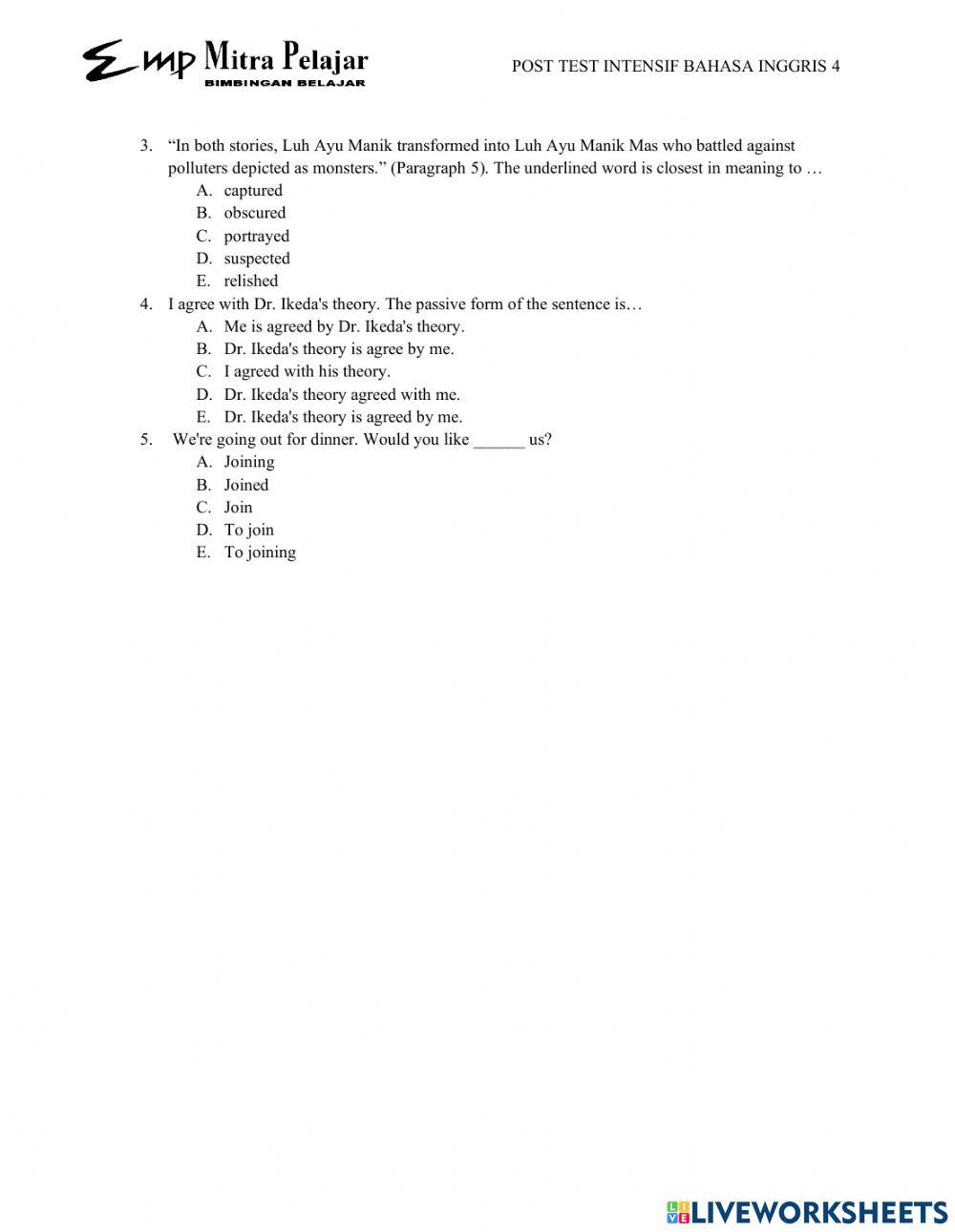 Post test intensif english 4