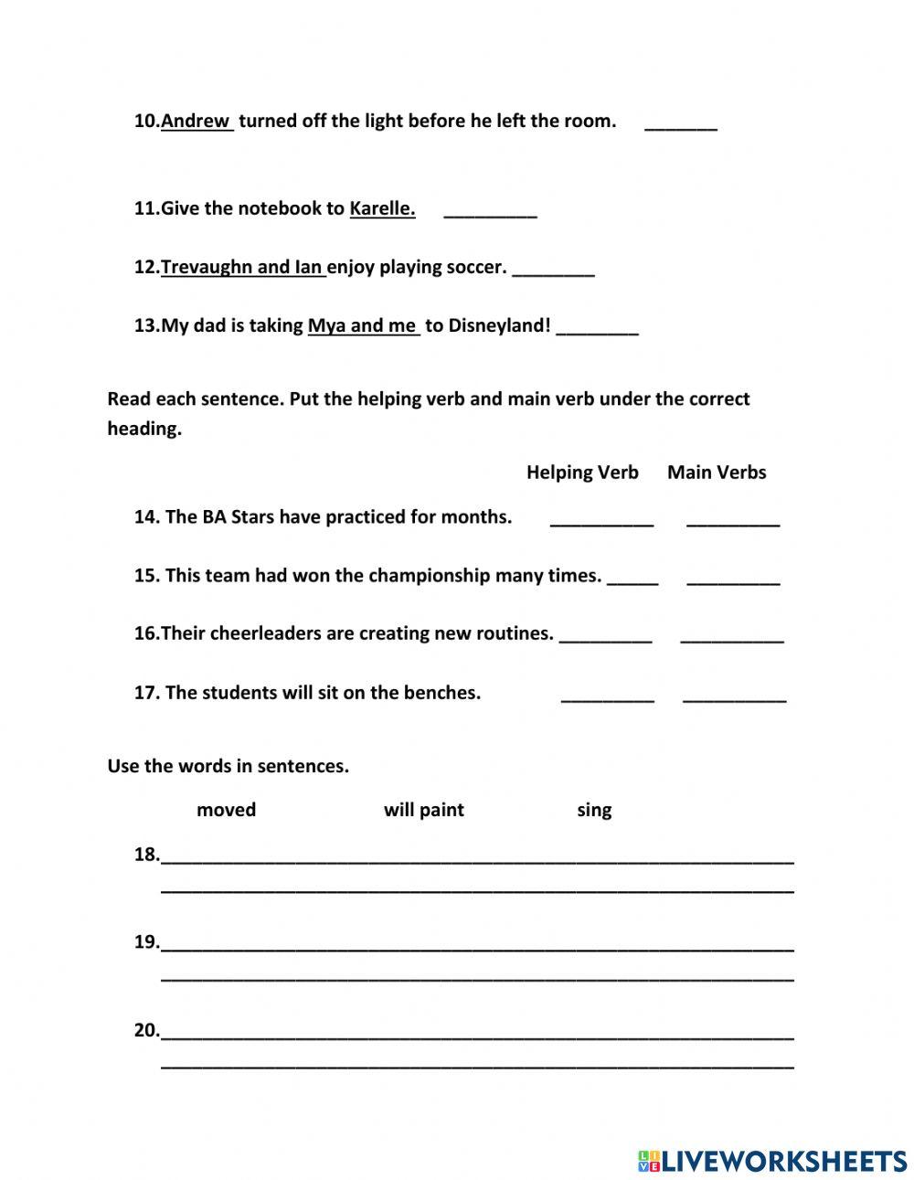 Grade 3 Grammar Assessment February 9, 2022 online exercise for | Live ...