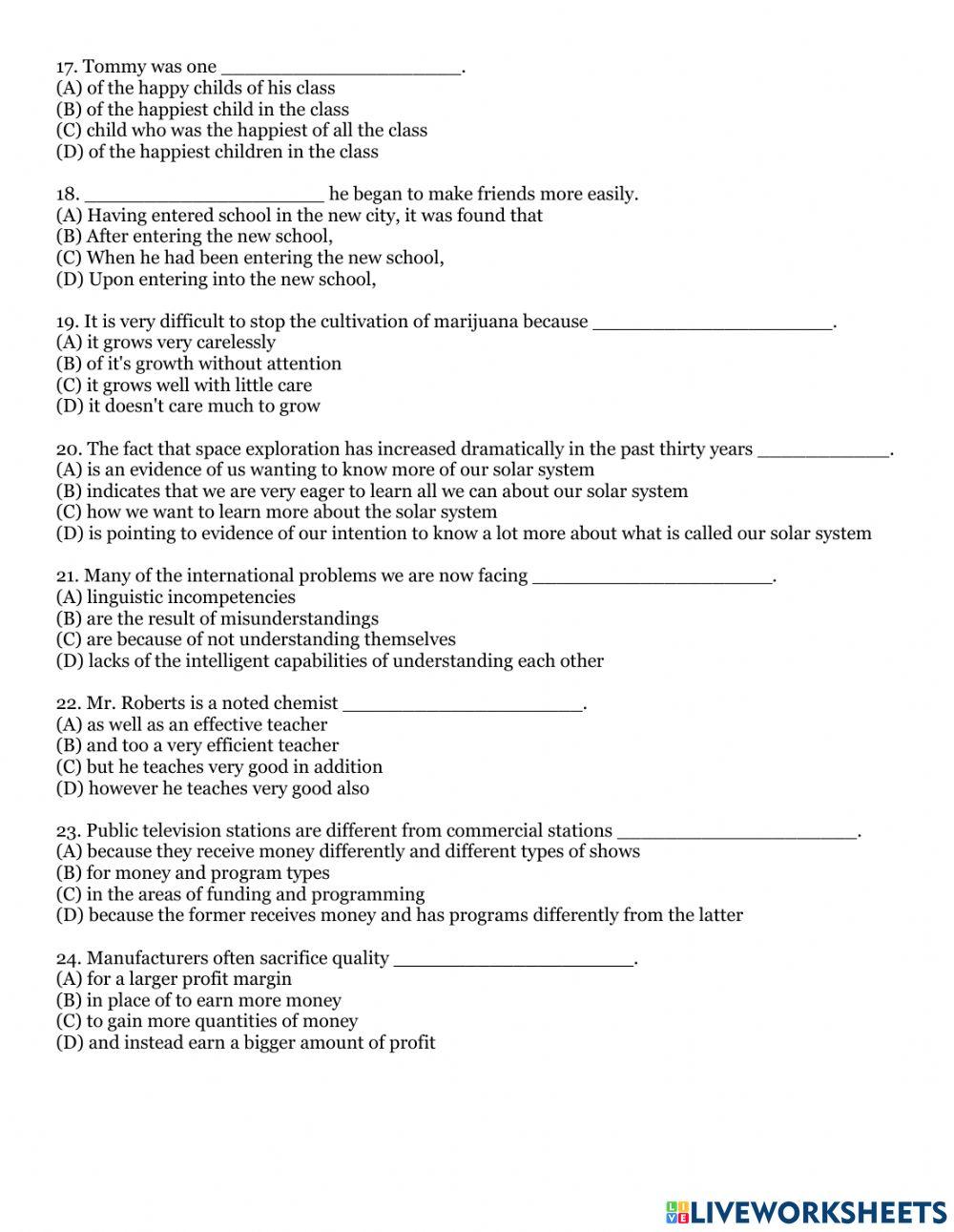 Ifl entrance examination 12