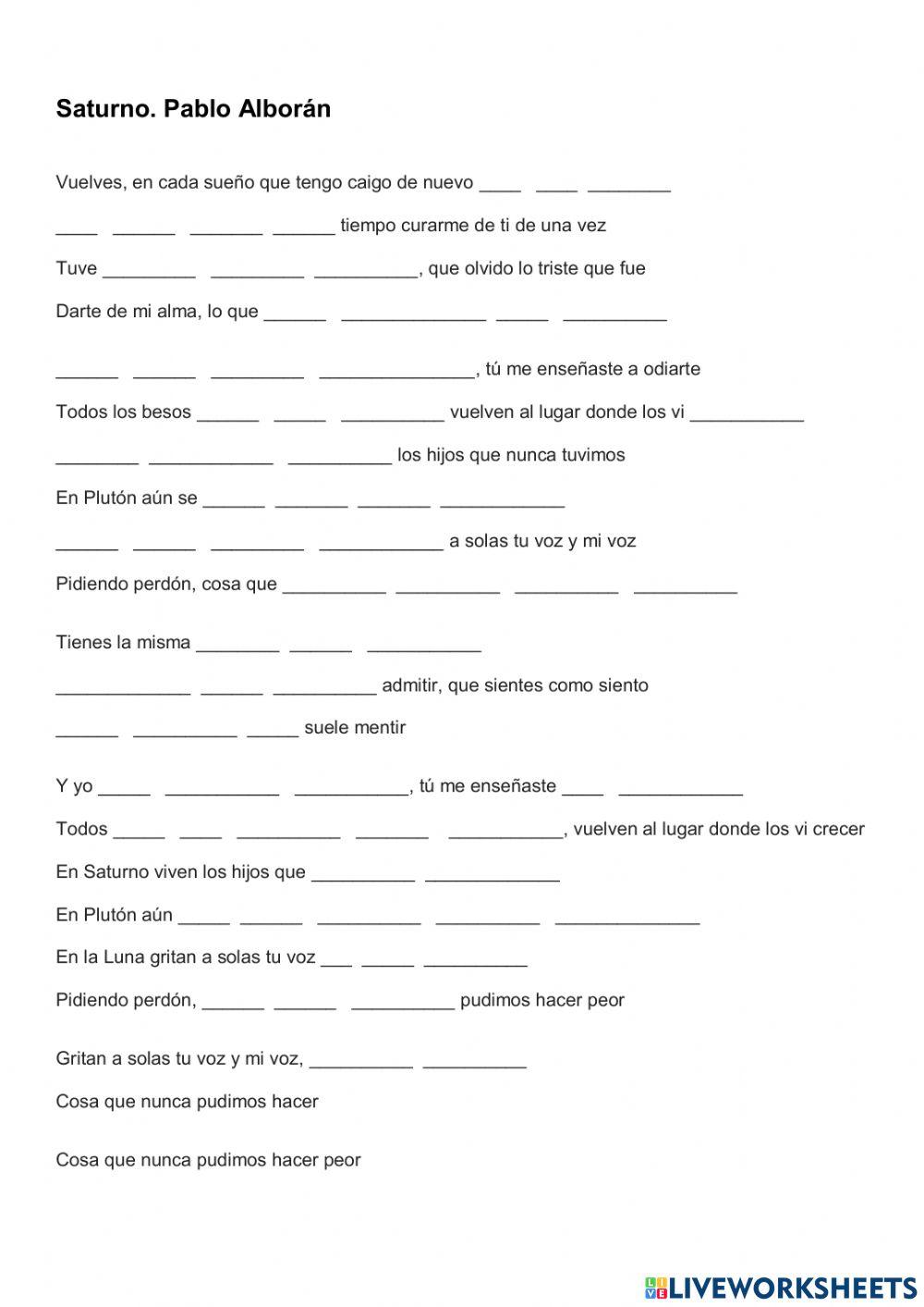 Saturno. Pablo Alborán