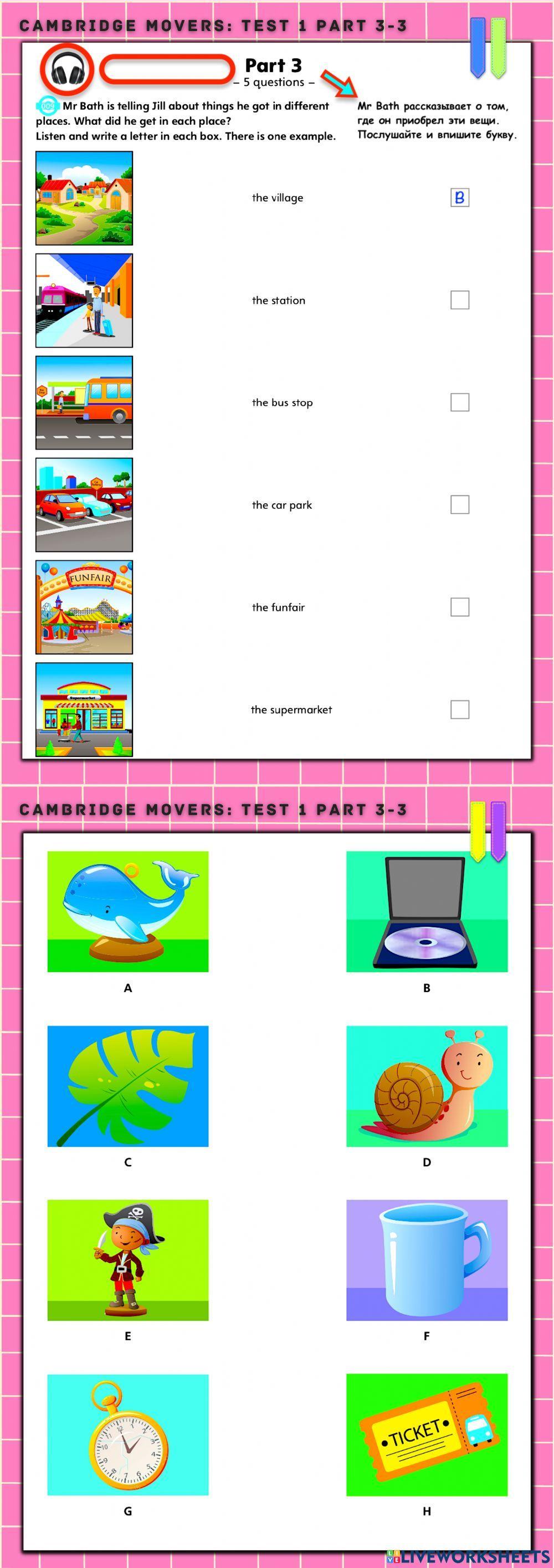 Cambridge Movers: Test 1, Part 3-3