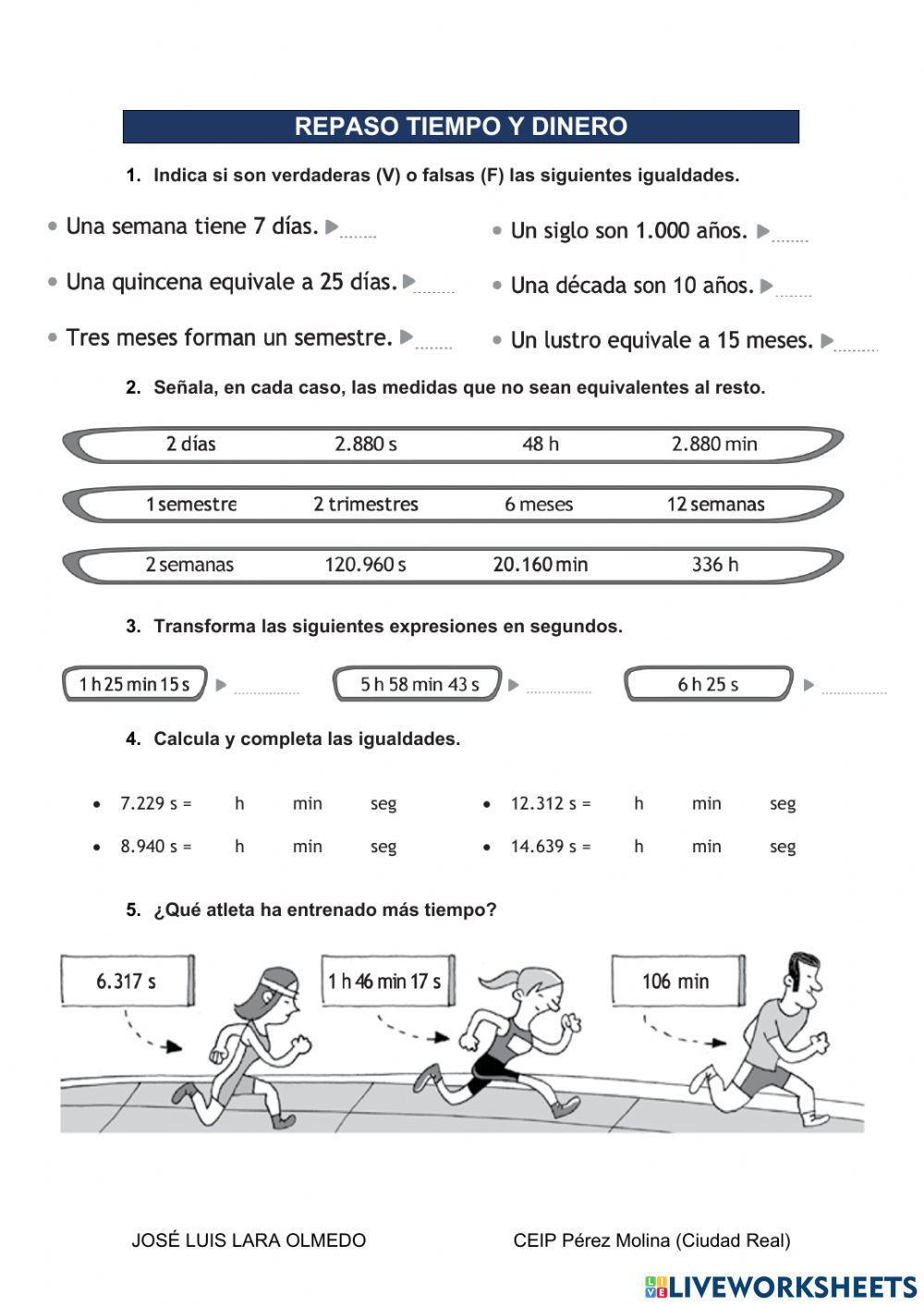 Medidas de Tiempo y Dinero