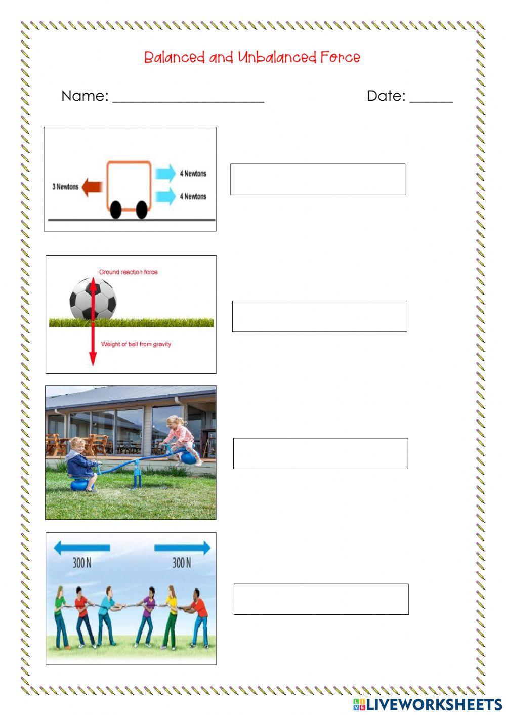Unbalanced Forces Worksheet