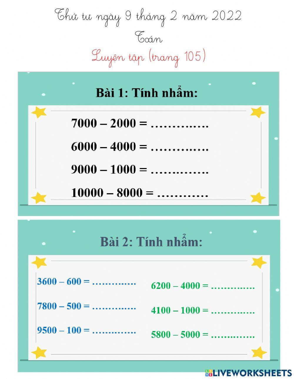 Toán - Luyện tập trang 105