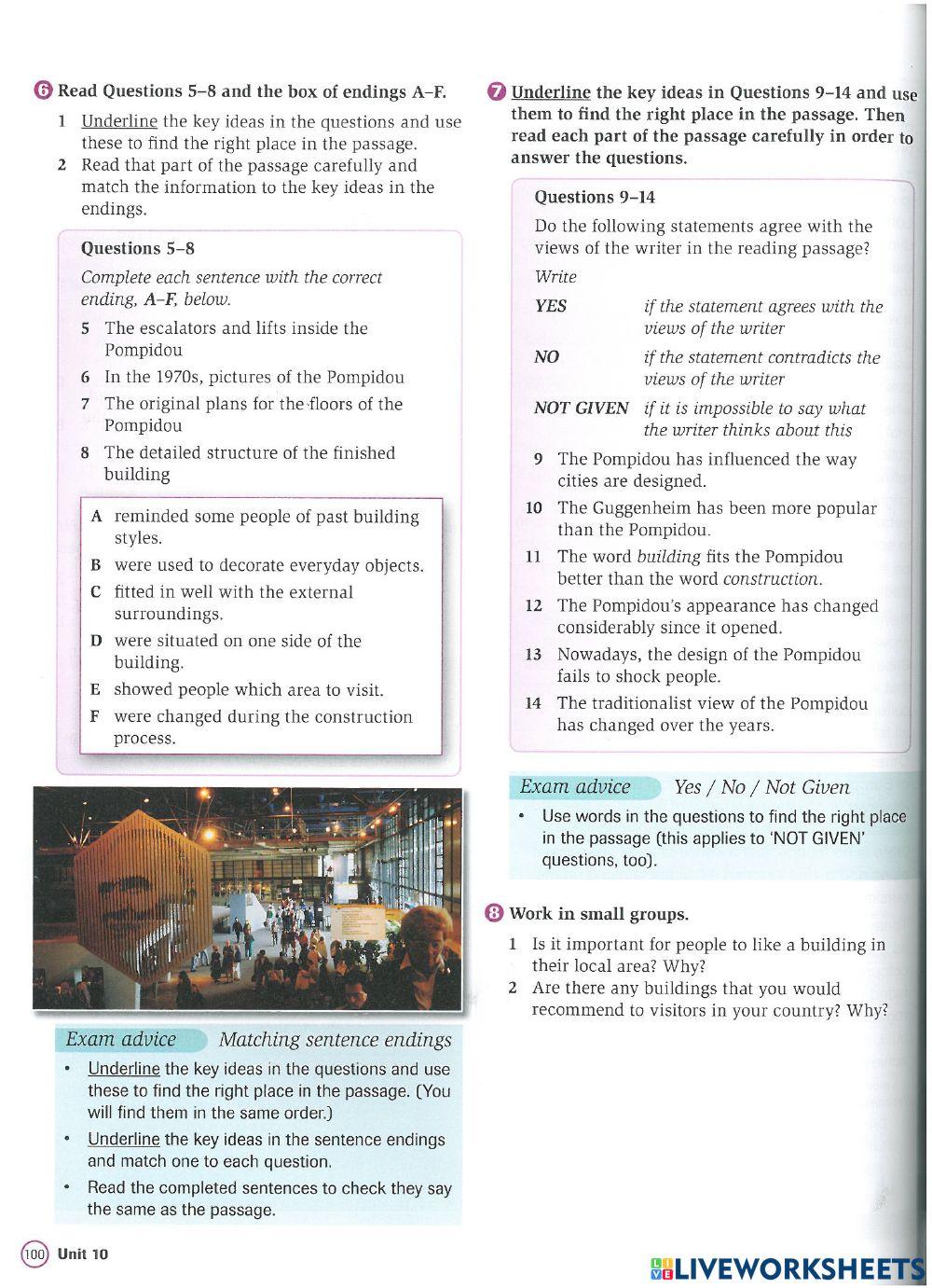 Complete ielts 4 5 5 unit 10 reading sb worksheet live worksheets