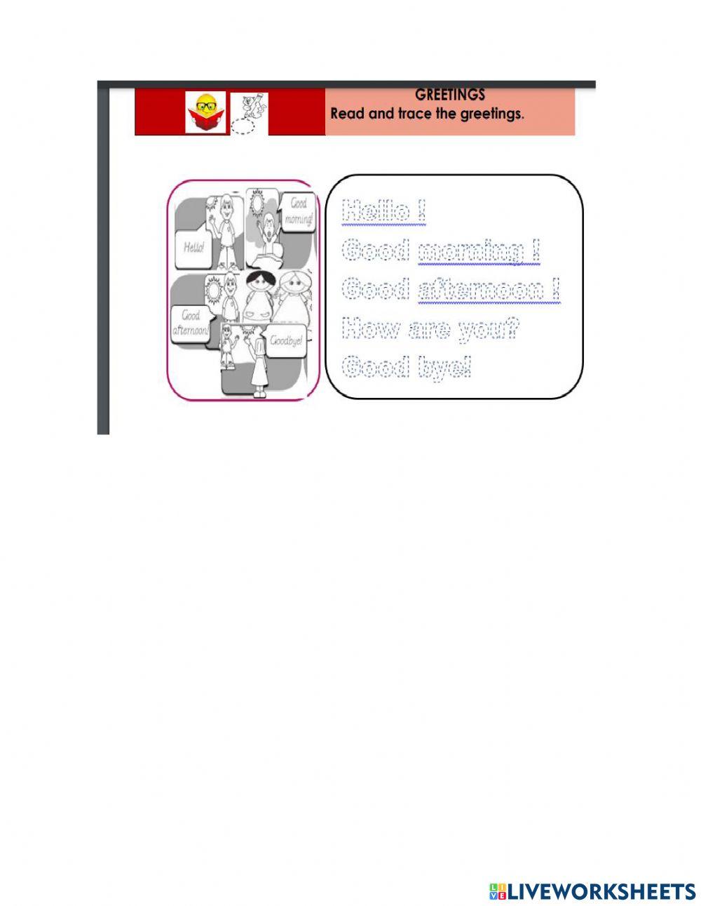 Greetings trace the words