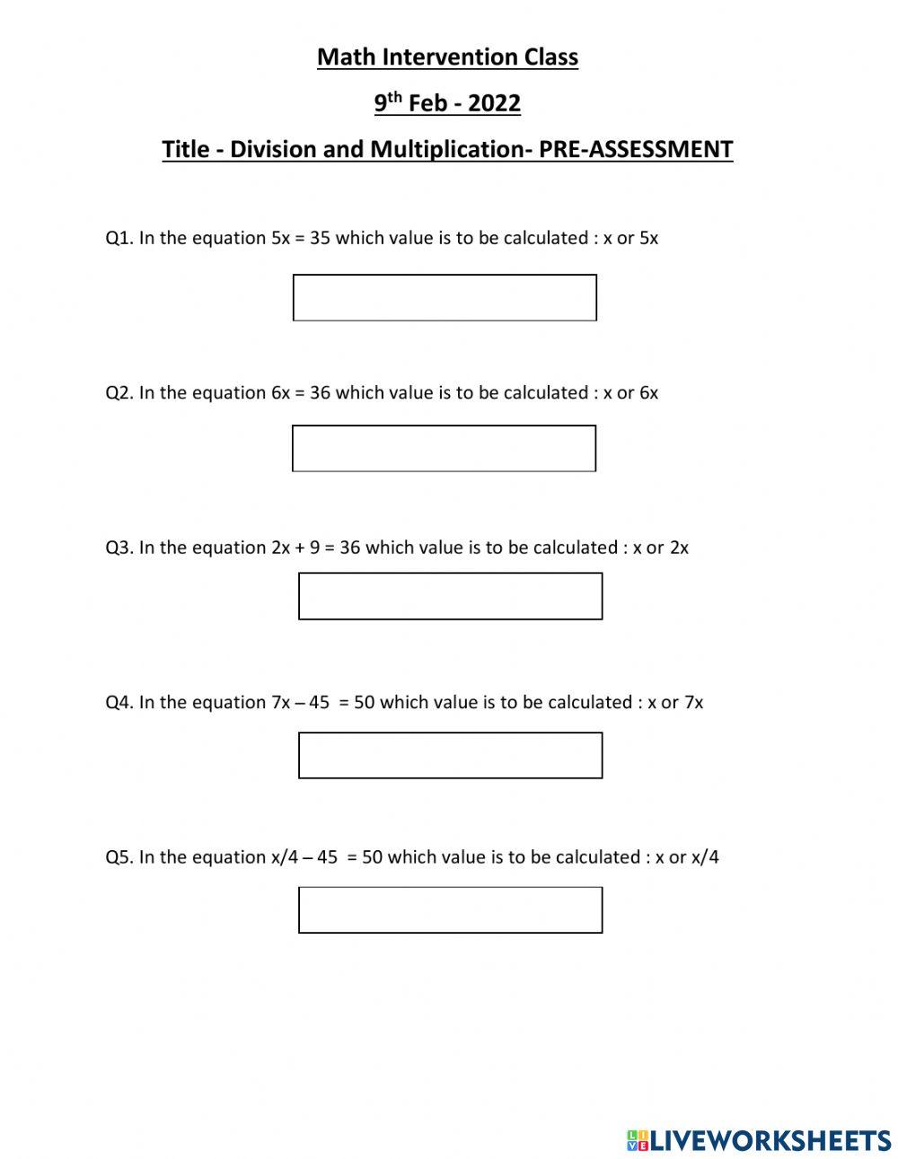 Pre assessment-9th feb