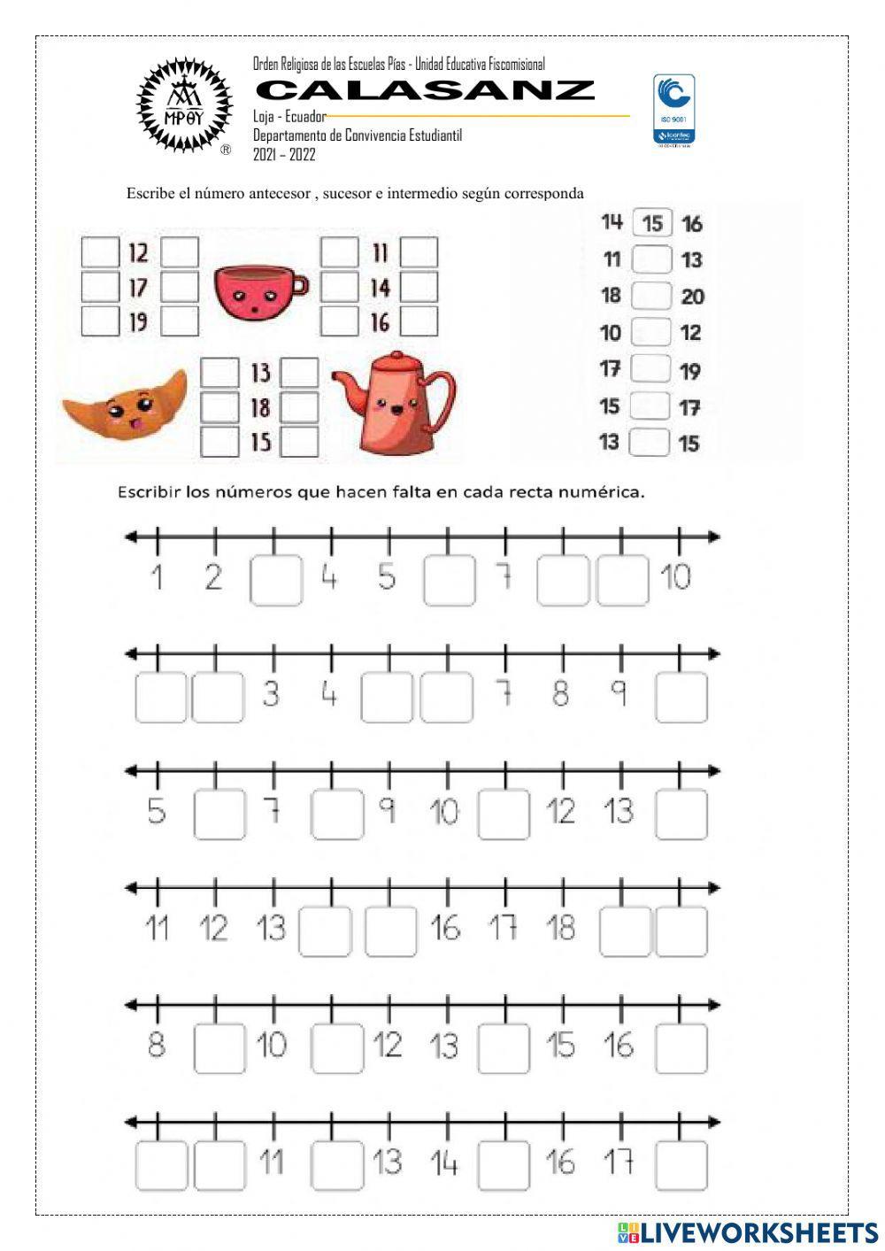 Escalas numéricas del 0-20