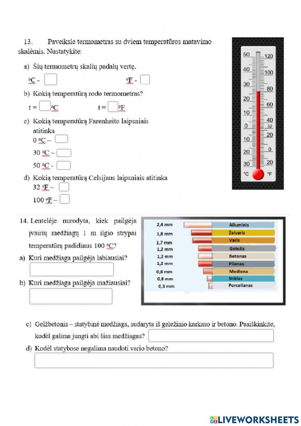 Kontrolinis darbas -Temperatūra ir šiluminis plėtimas-is