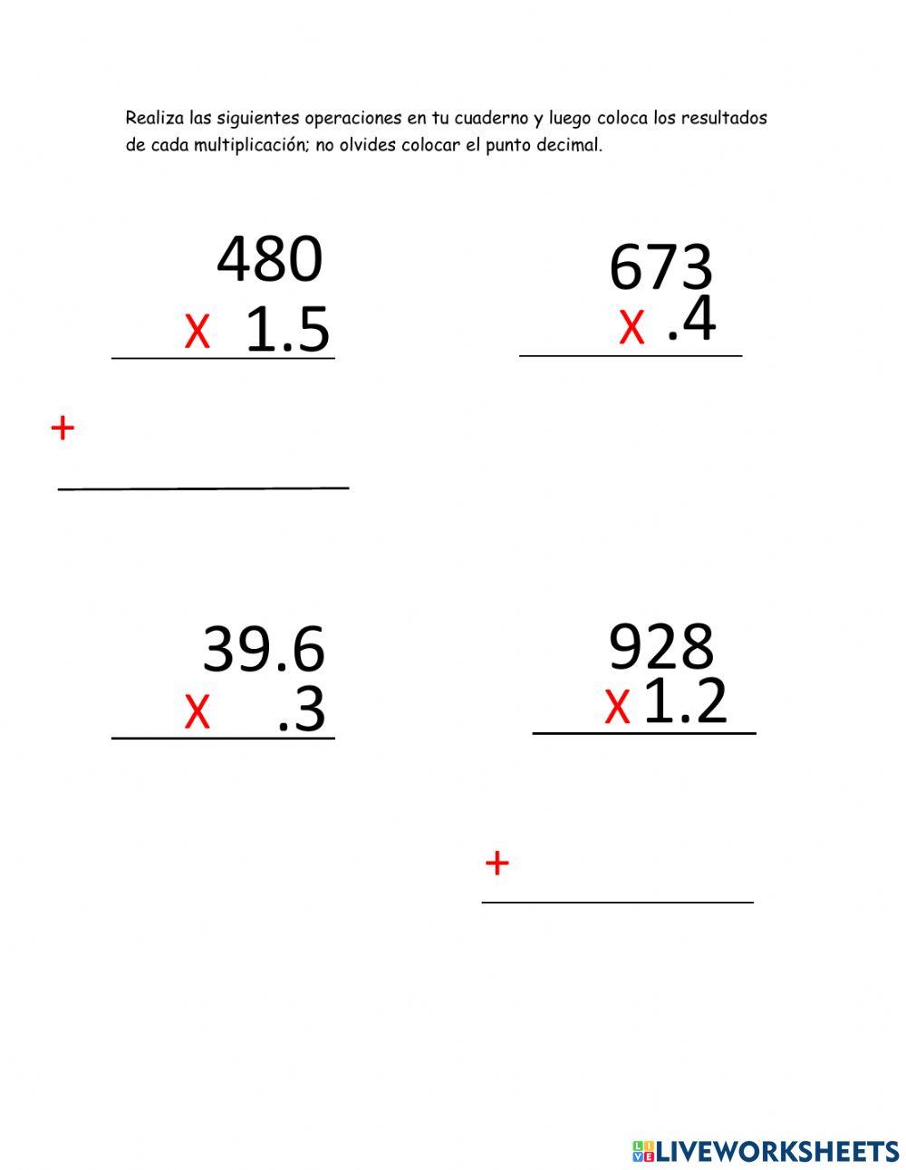 Multiplicación con decimales Multiplicación con decimales