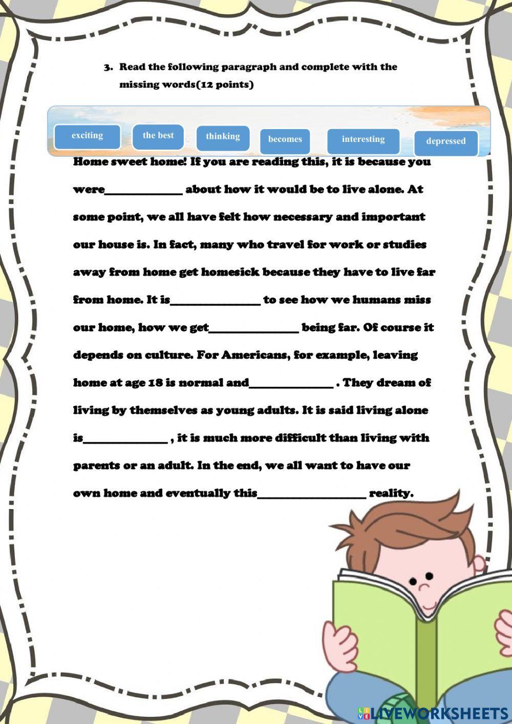 A2 Level reading and writing test