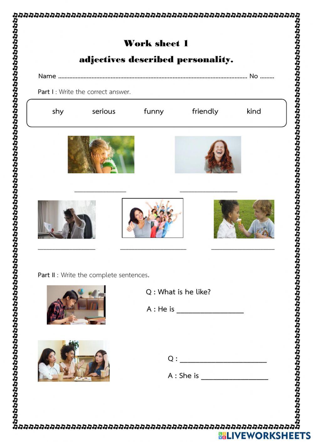 Adjectives described personality
