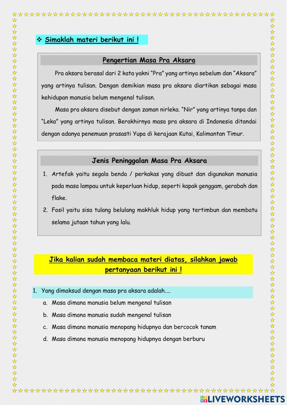 Masa pra aksara bagian 1