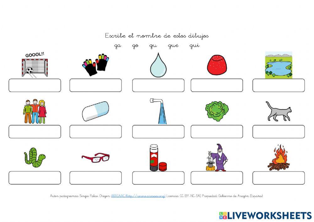 Palabras con ga gue gui go gu