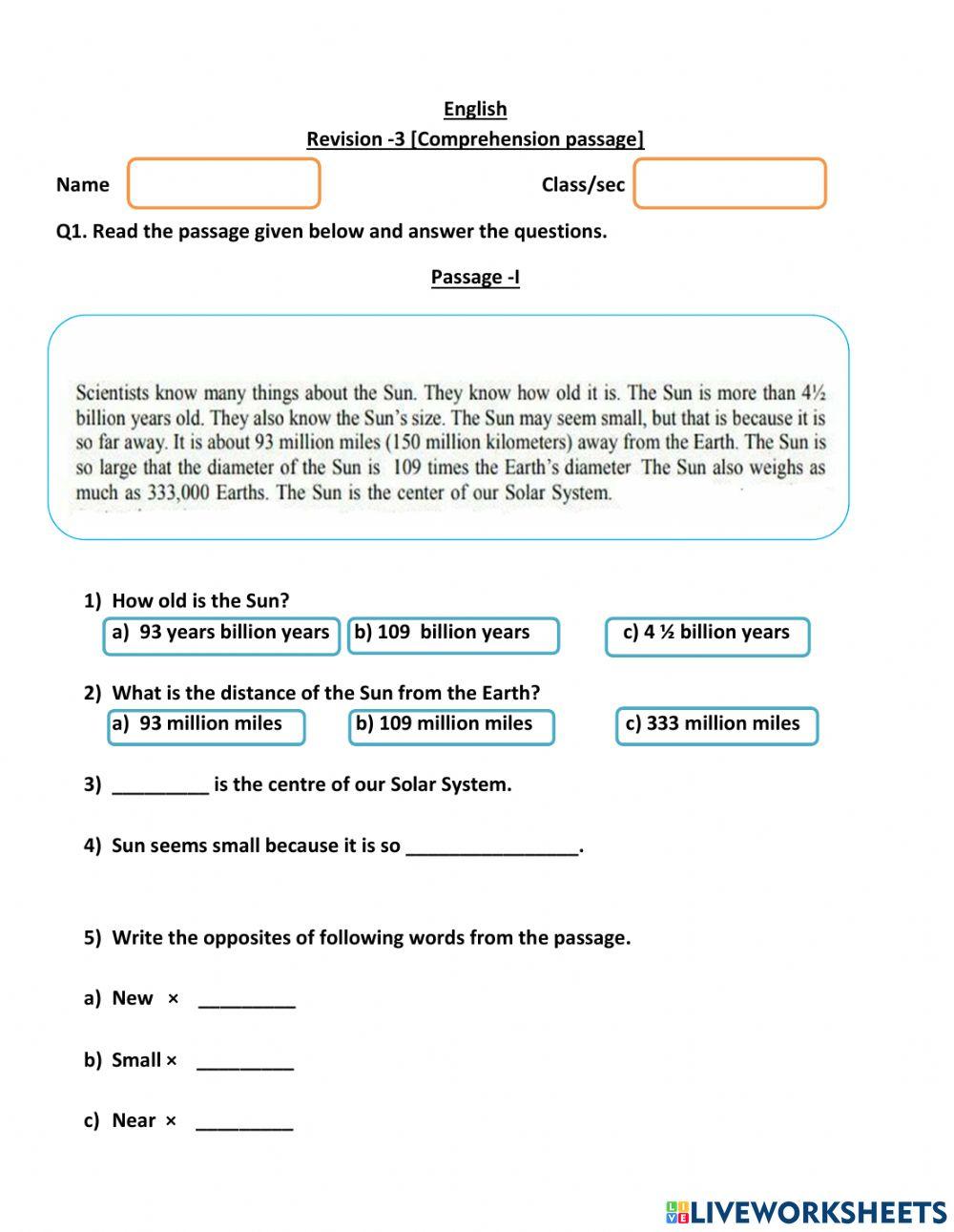 Comprehension Passage