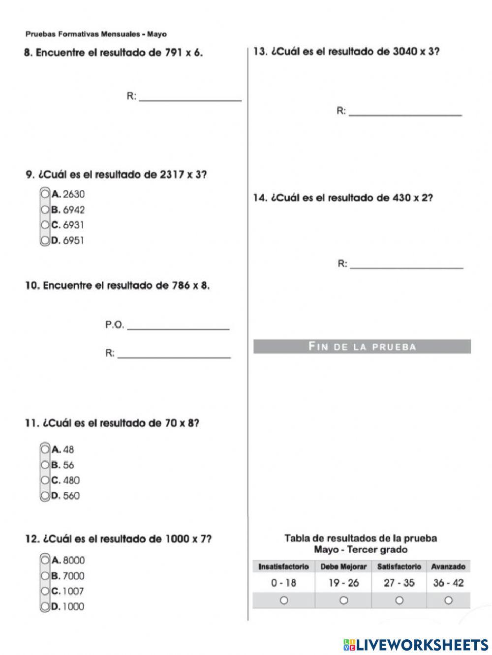 Prueba Formativa Mayo