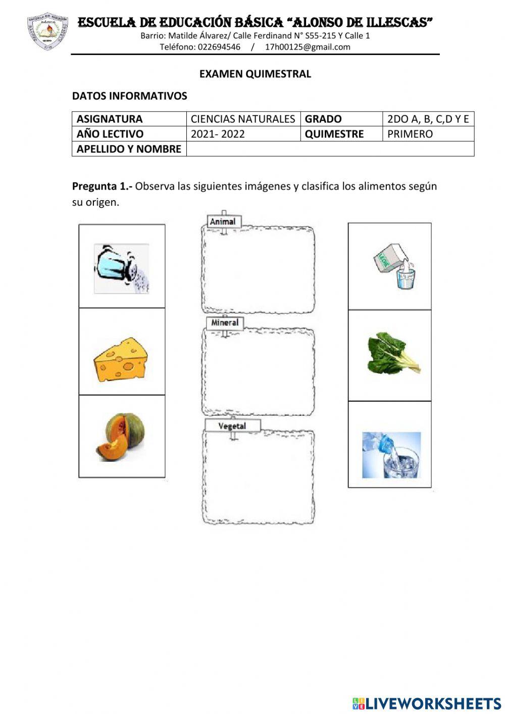 Evaluaciòn de ciencias naturales