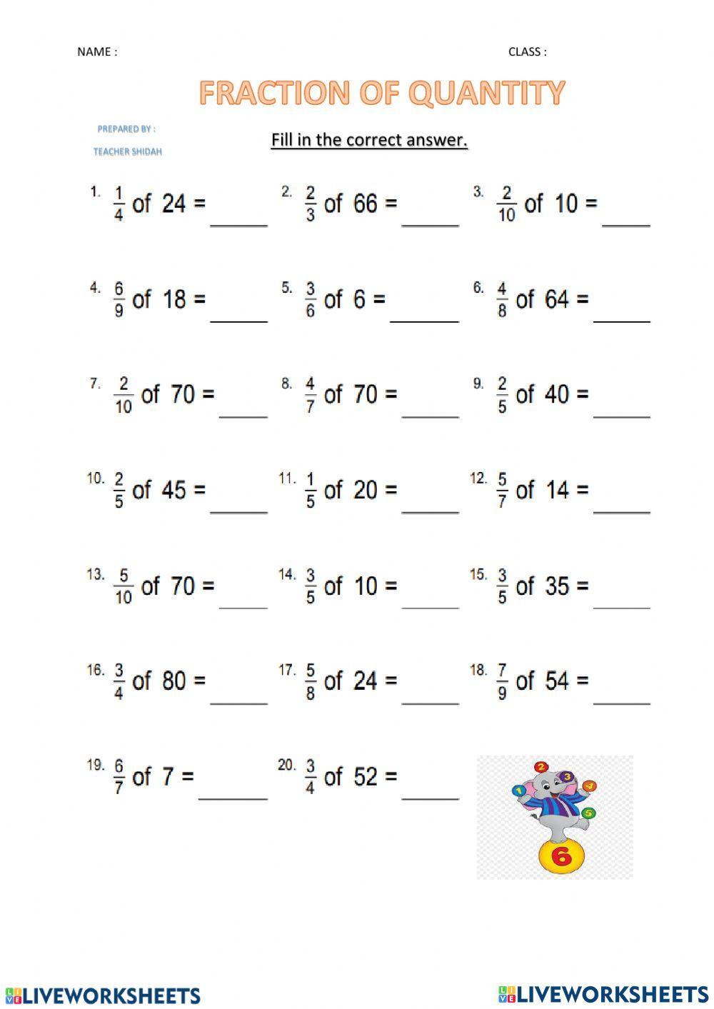 Fraction of a quantity & Simplification