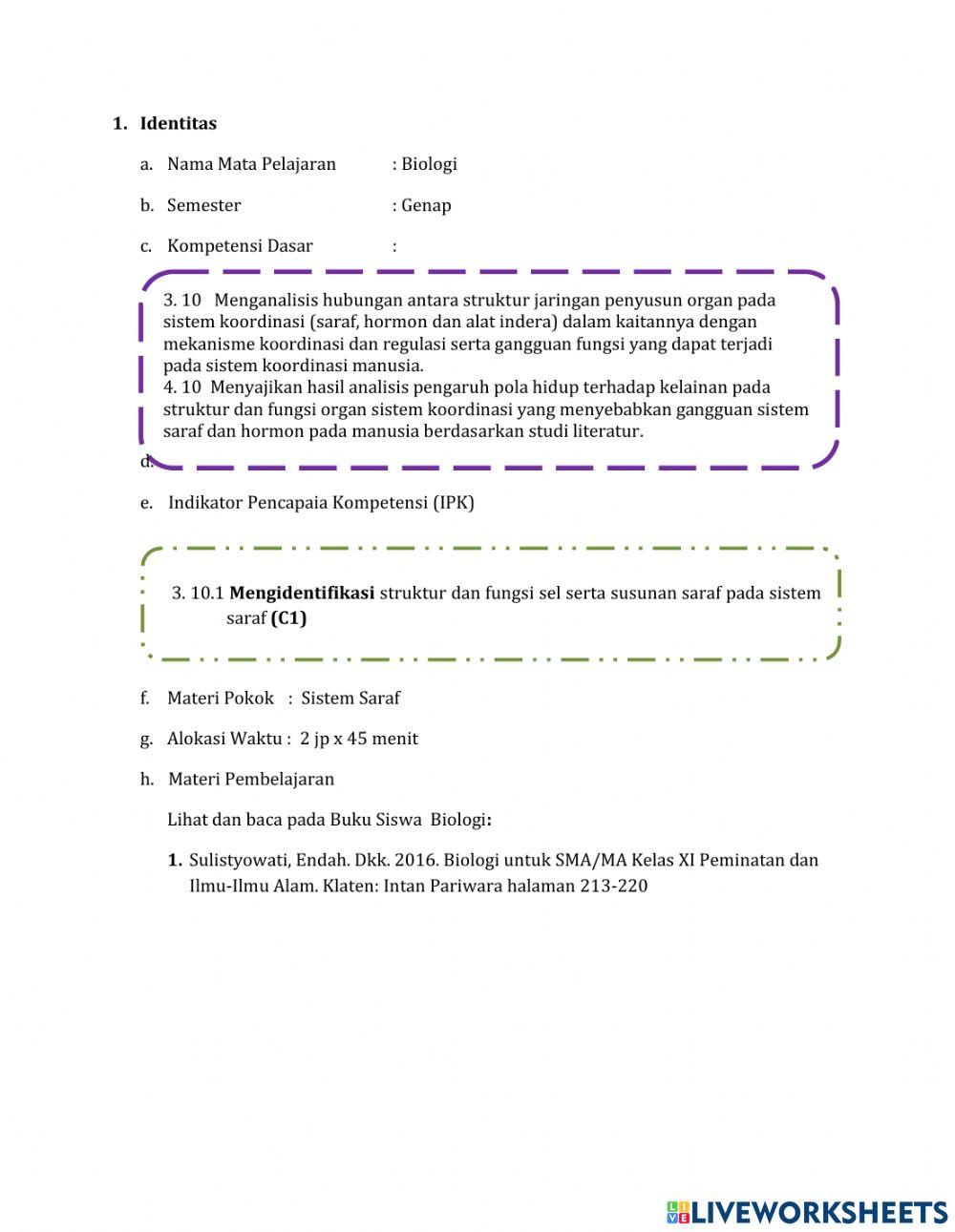 Lkpd x. 1 sistem saraf