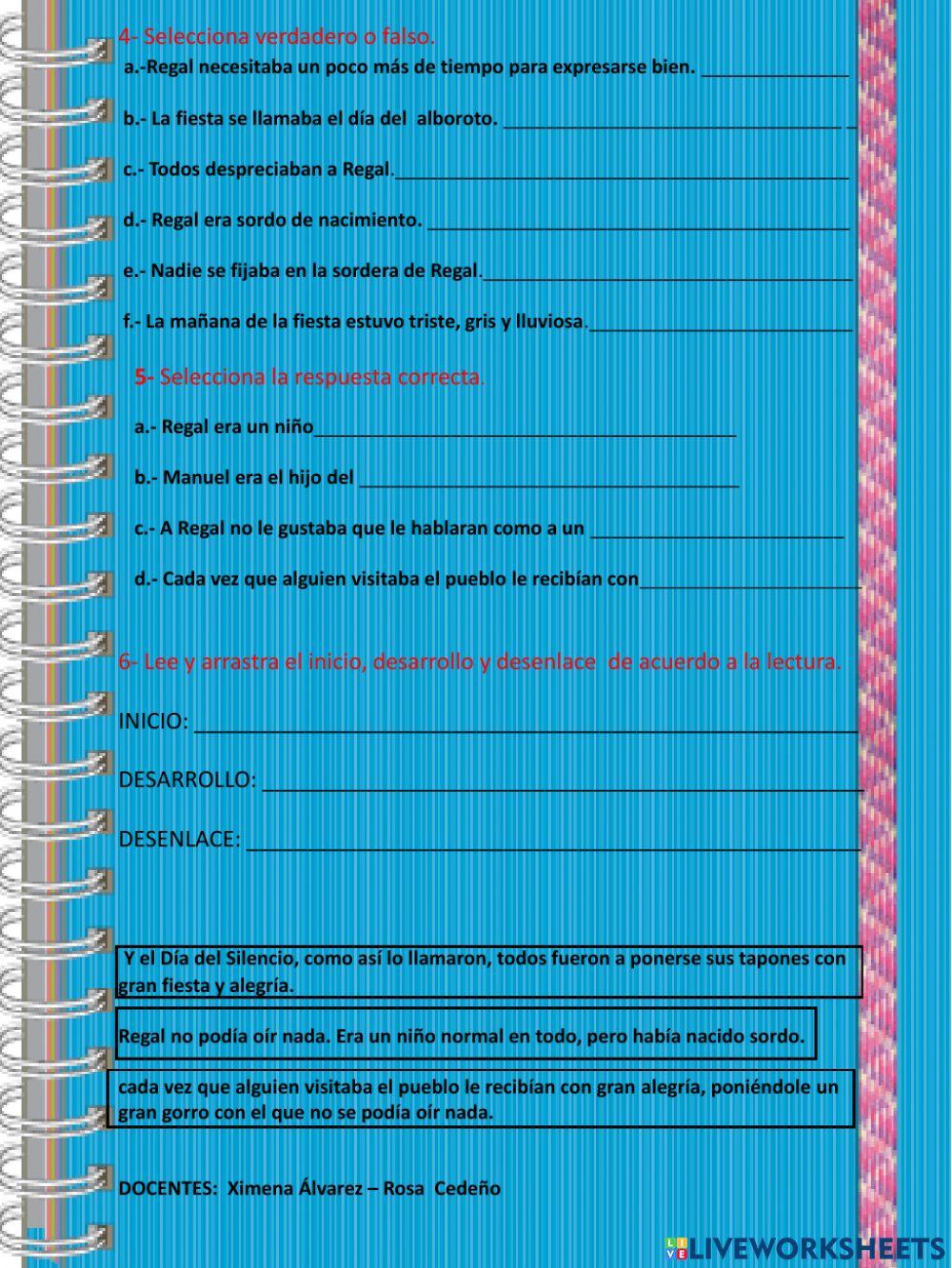 Comprensión Lectora 5to de Básica