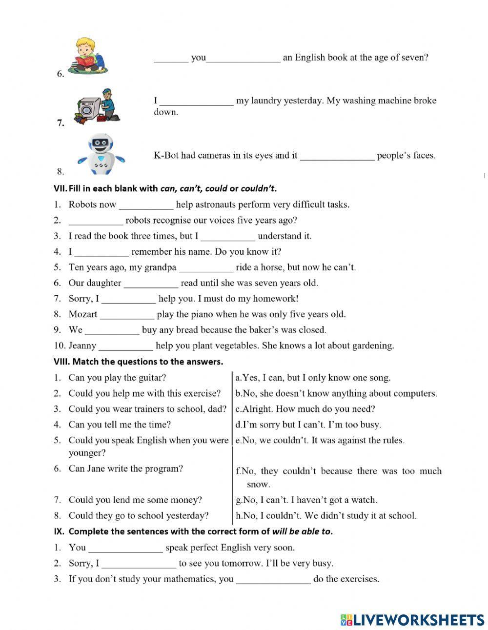 MLH6 - Unit 12 - Can, could, be able to