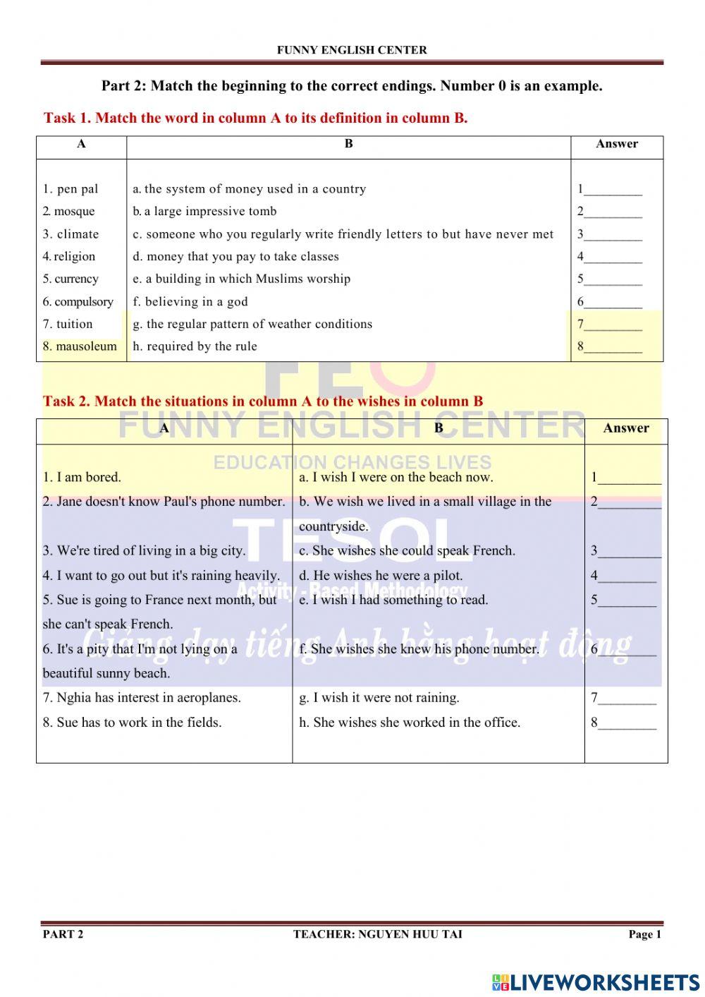 E.9-part 2-1 worksheet | Live Worksheets