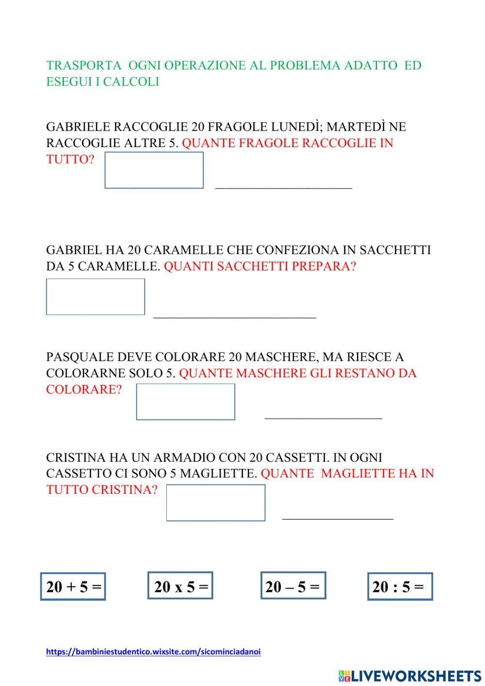 Problemi e operazioni