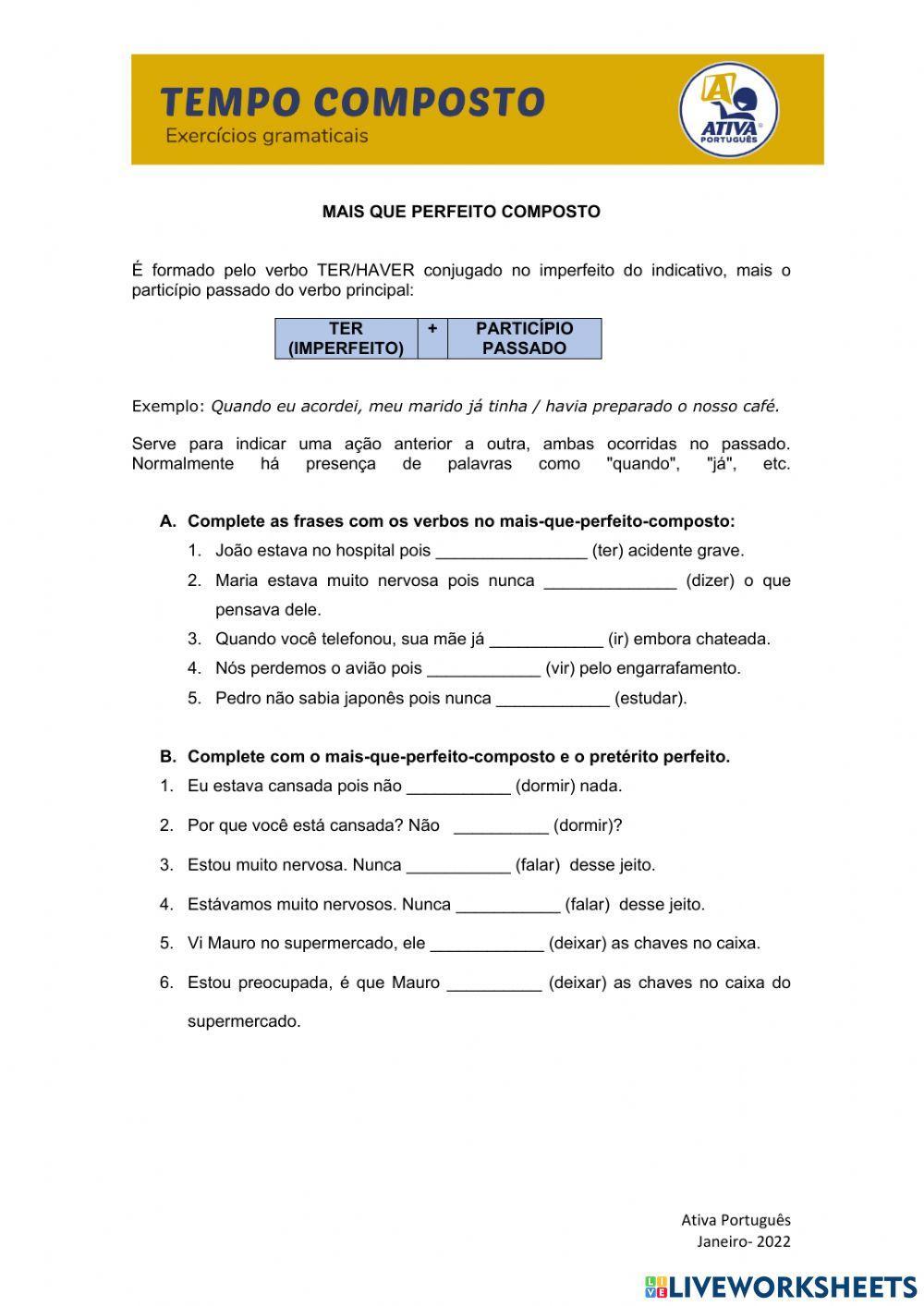 Mais que perfeito composto (Português)