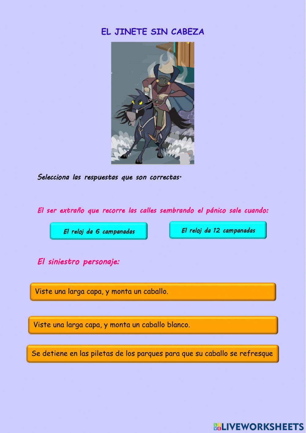 Lectura comprensiva-leyenda el jinete sin cabeza