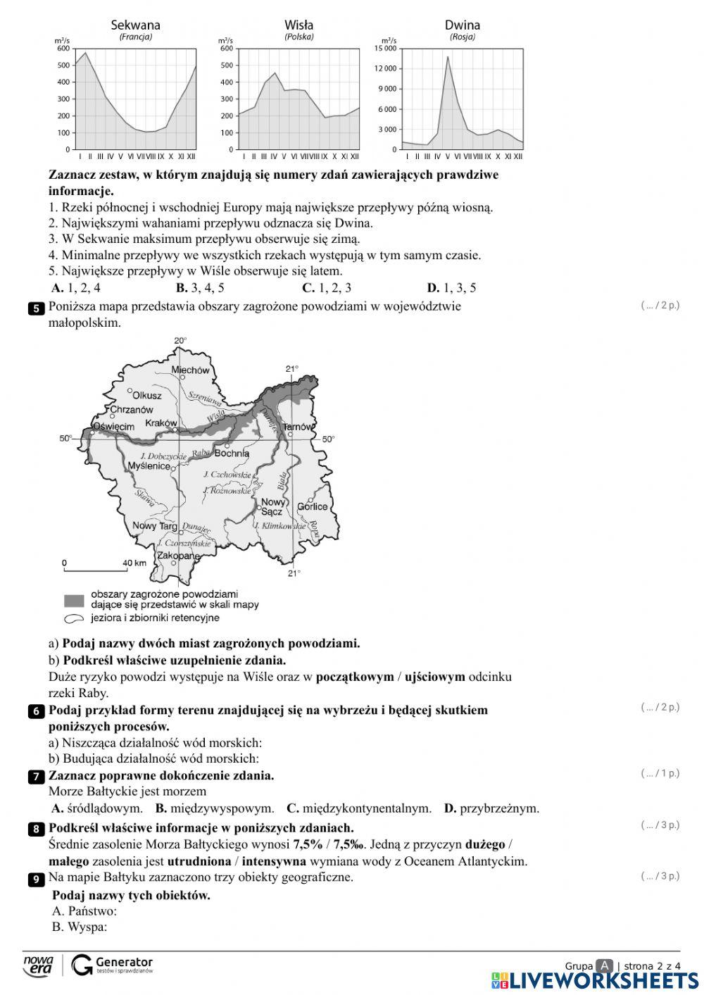 Sprawdzian Środowisko przyrodnicze Polski 2 kl. 7