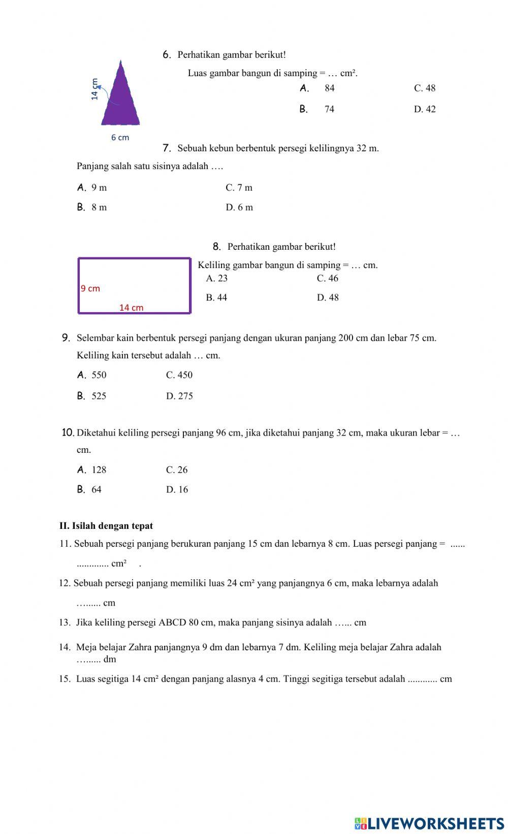 UPH Matematika Bab 2 Keliling dan luas Bangun Datar