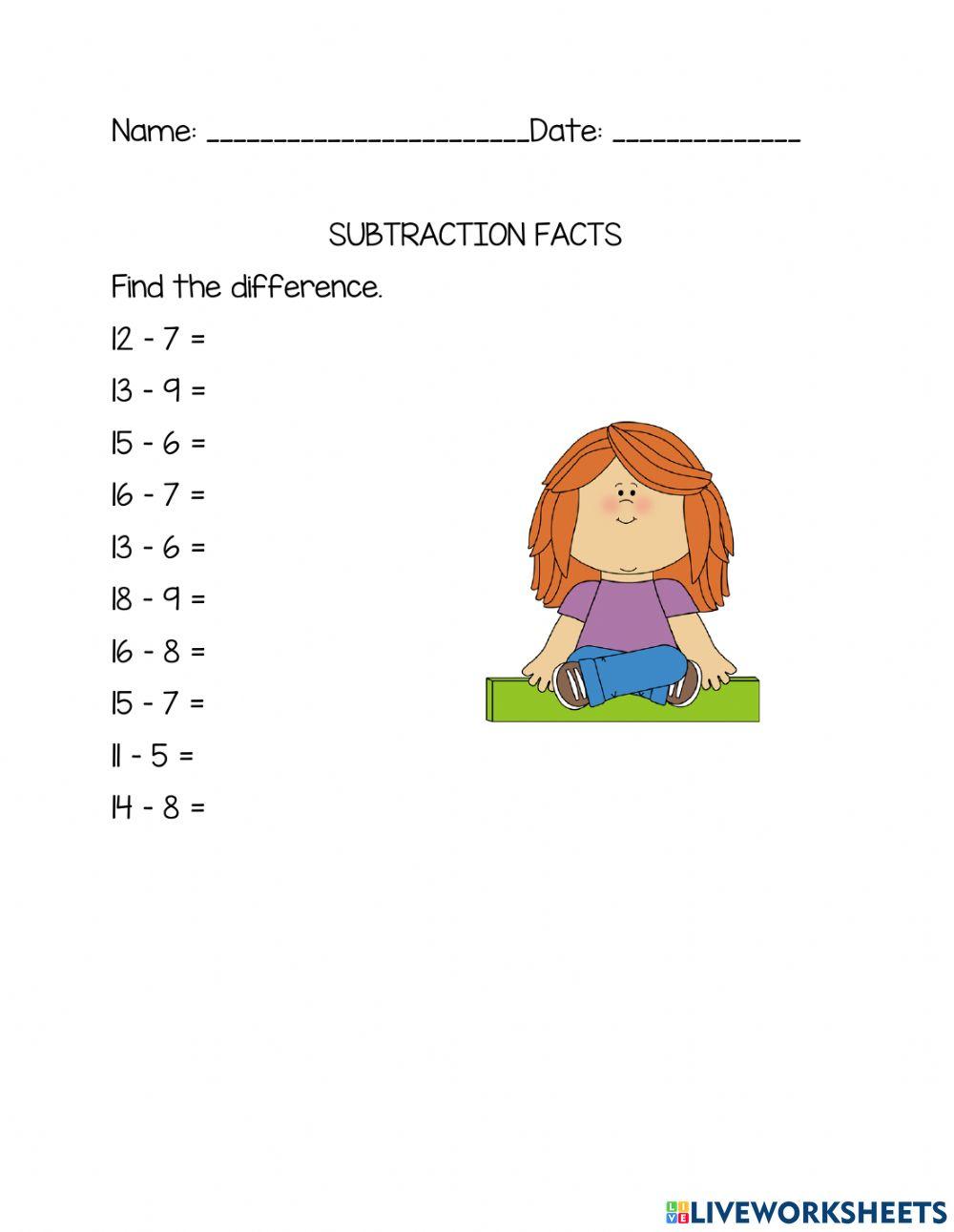 Subtraction facts
