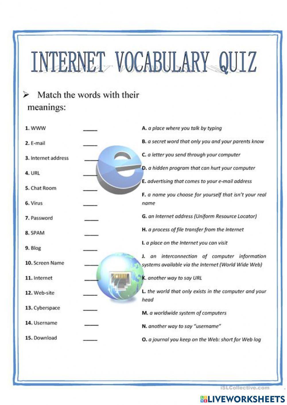 Internet Vocabulary Quiz