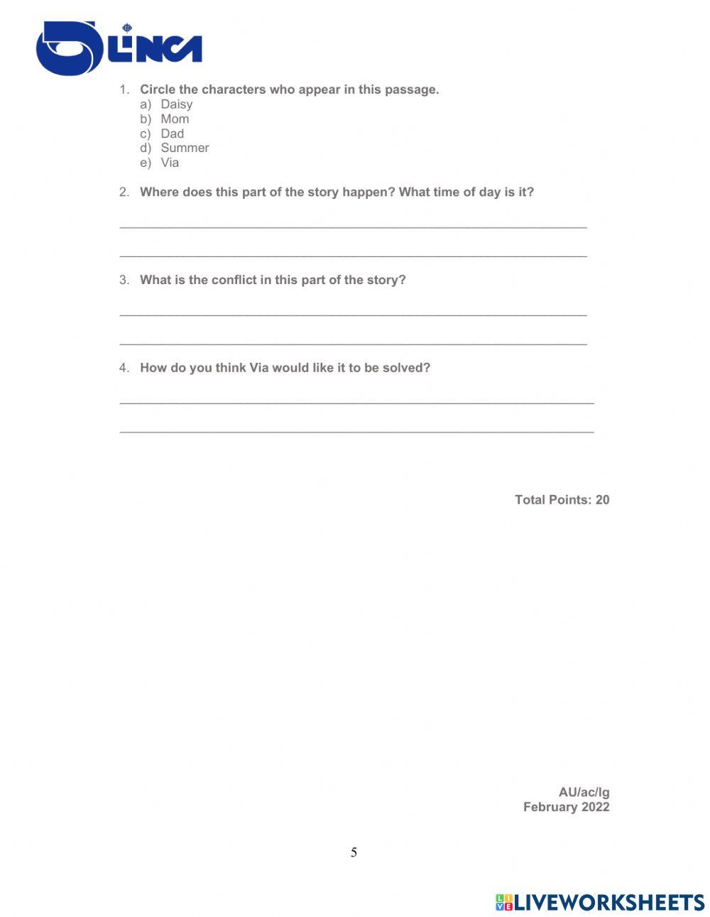 5th grade second period reading comprehension 6830067