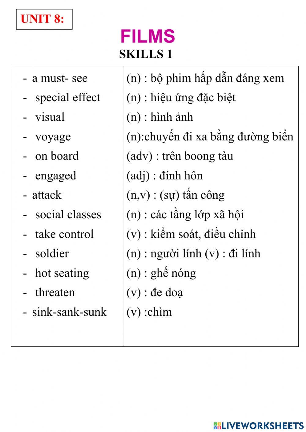 English 7 unit 8 skills 1 worksheet live worksheets