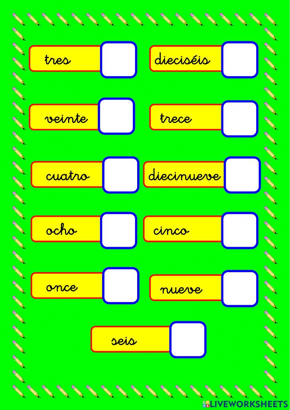 Los números del 0 al 20