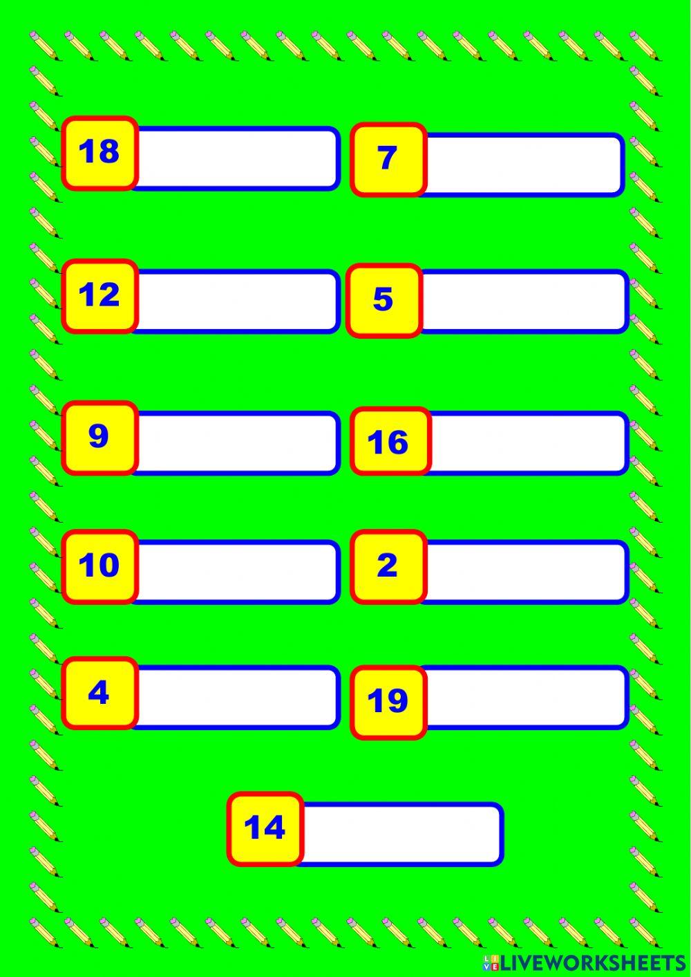 Los números del 0 al 20