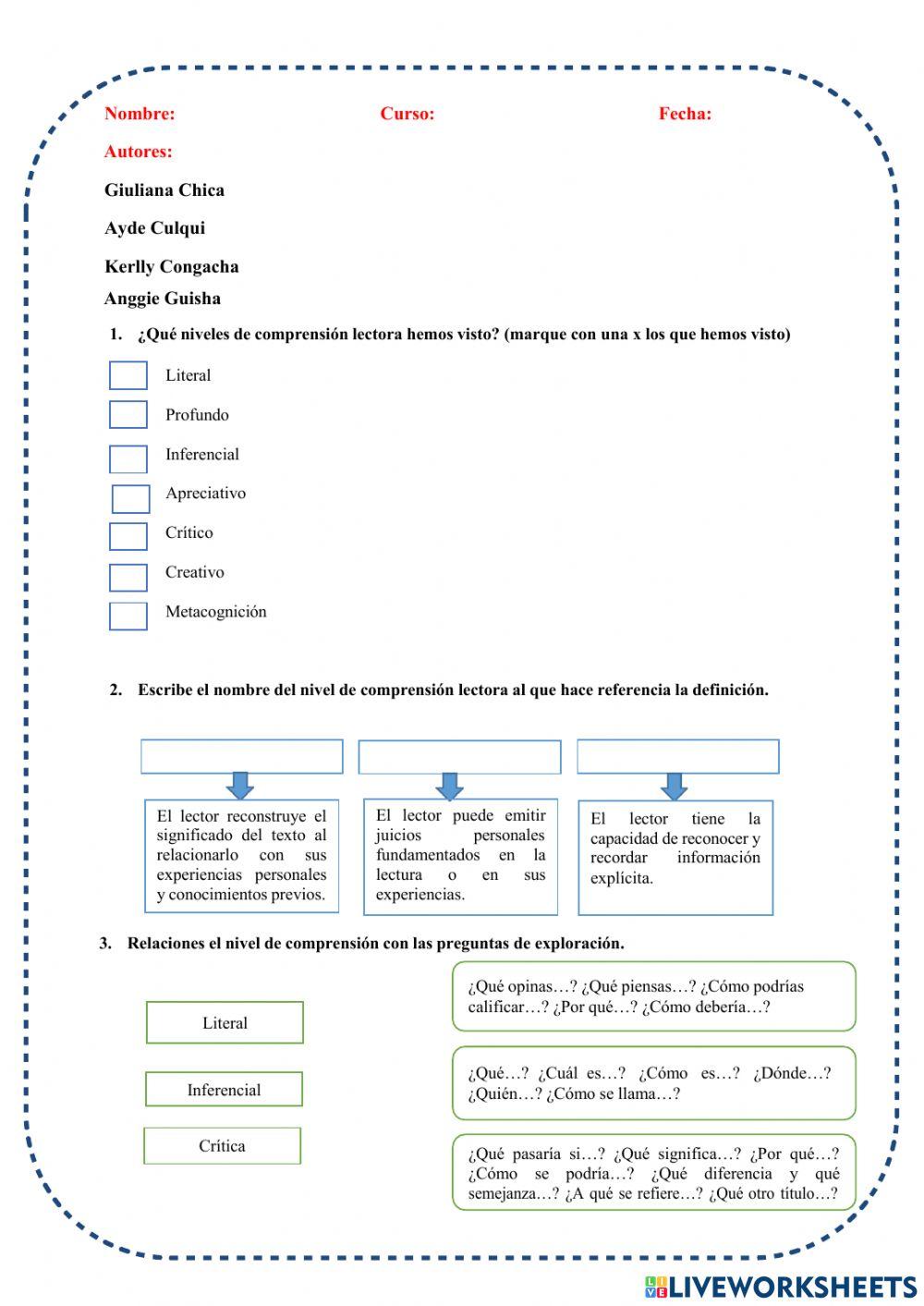 Niveles de comprensión lectora
