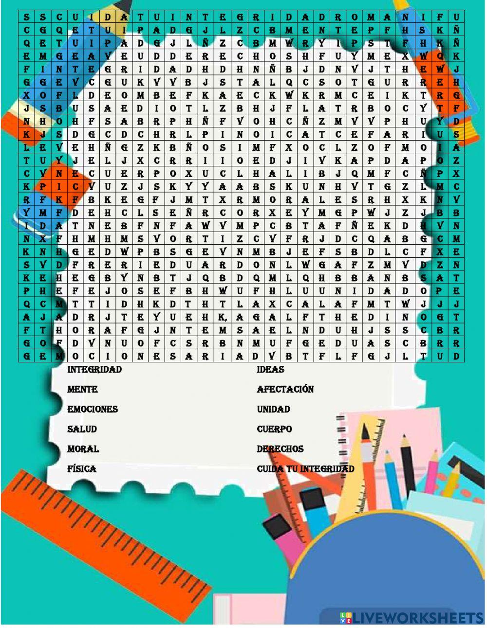 Sopa de letras integridad