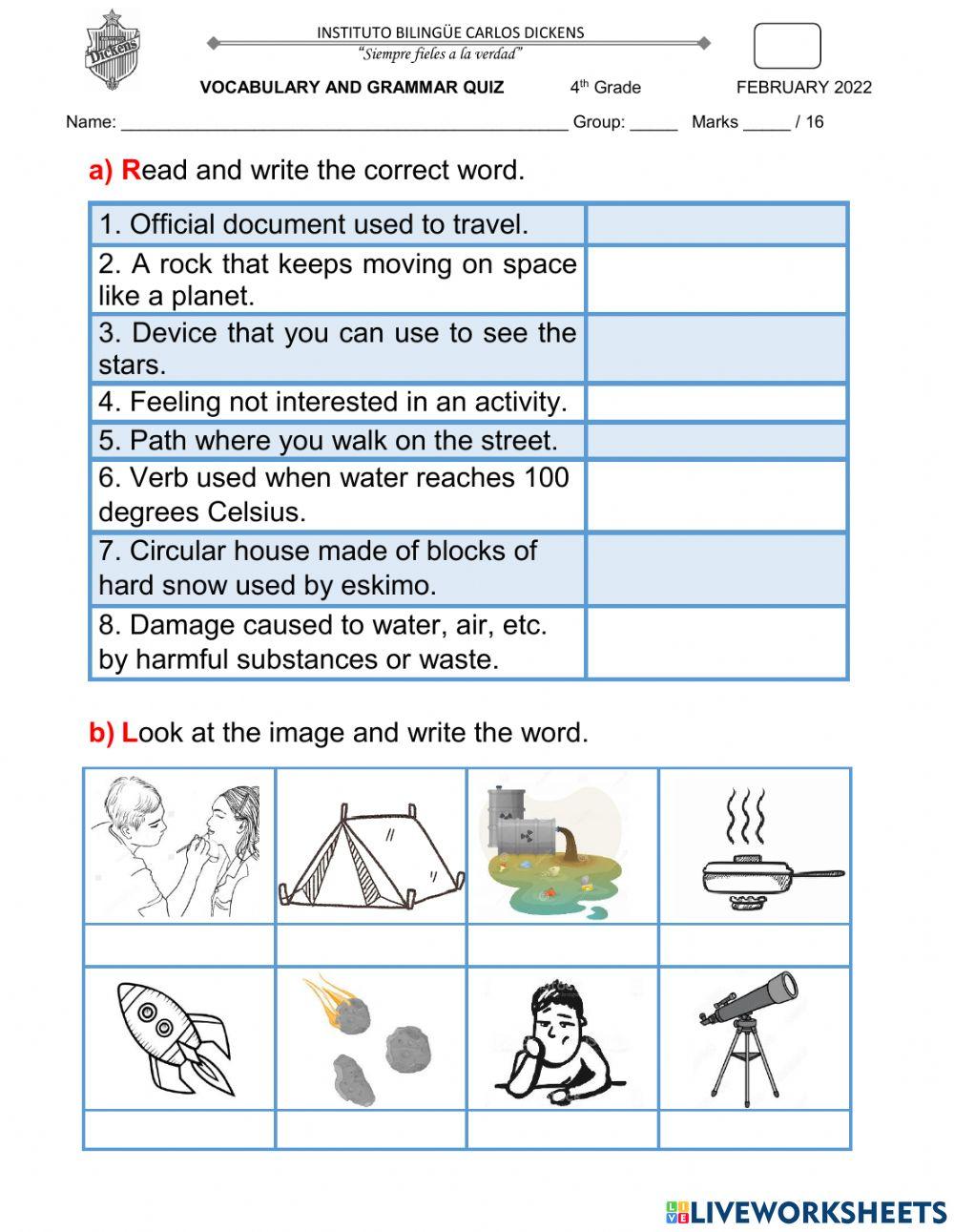 19 - Vocabulary Quiz 9-2