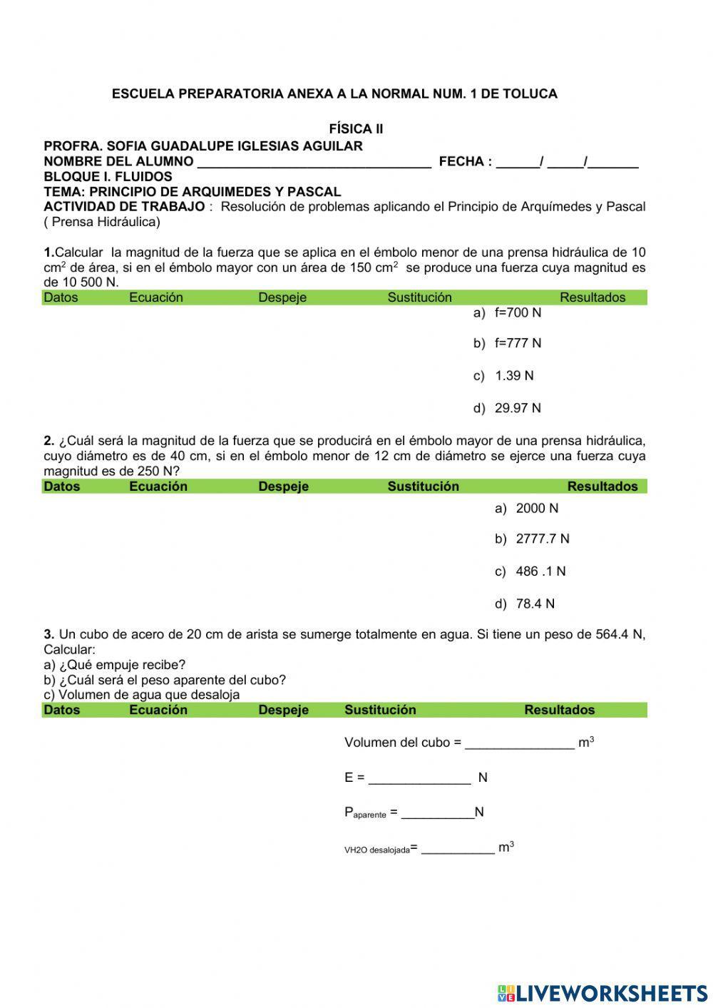 Principio de Arquimedes y Pascal