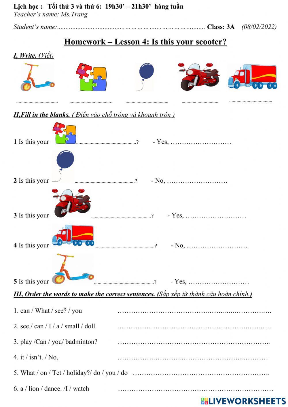 3A-Lesson 4- Is this your scooter?