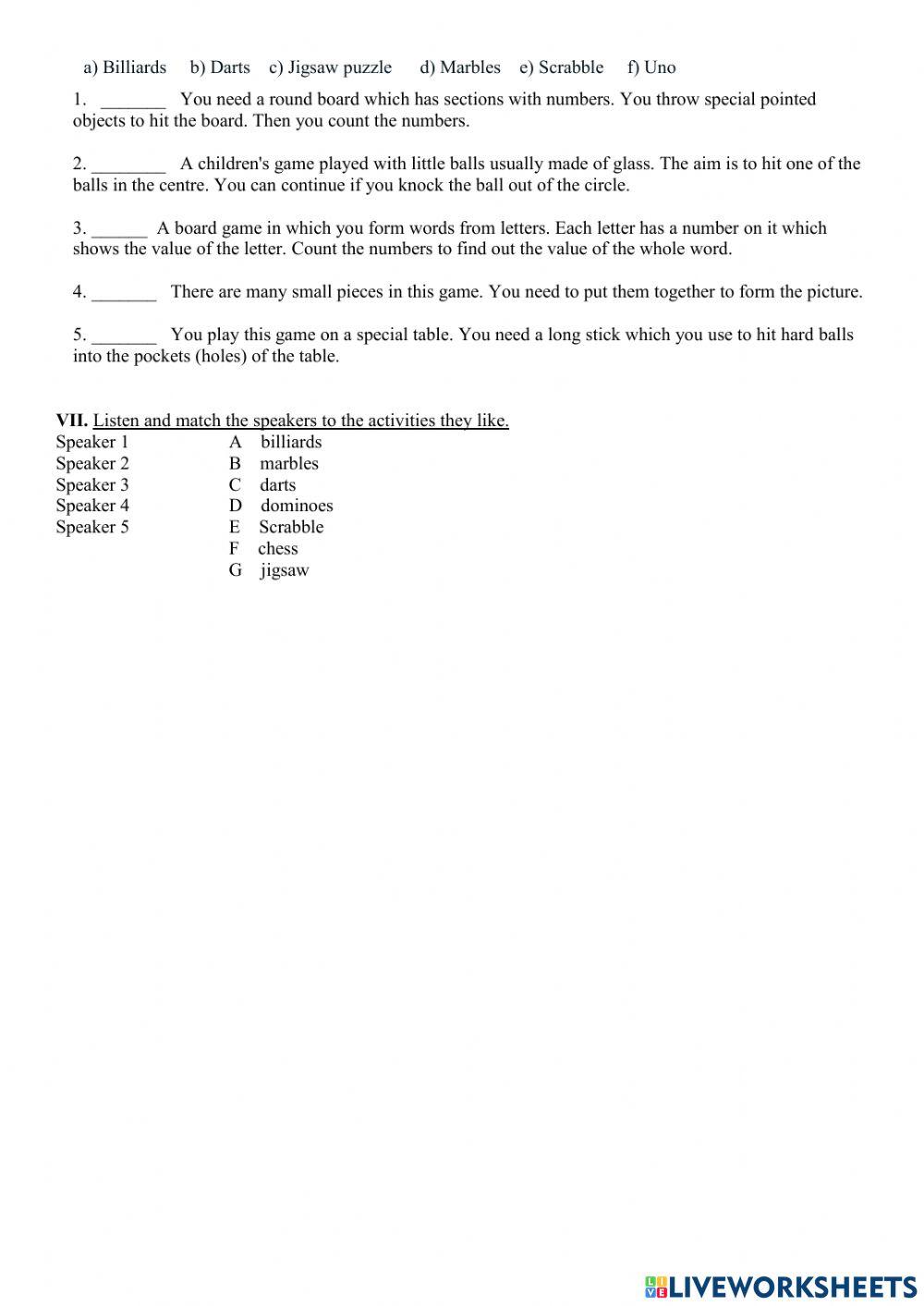 Test Module 6 (6th form) worksheet | Live Worksheets