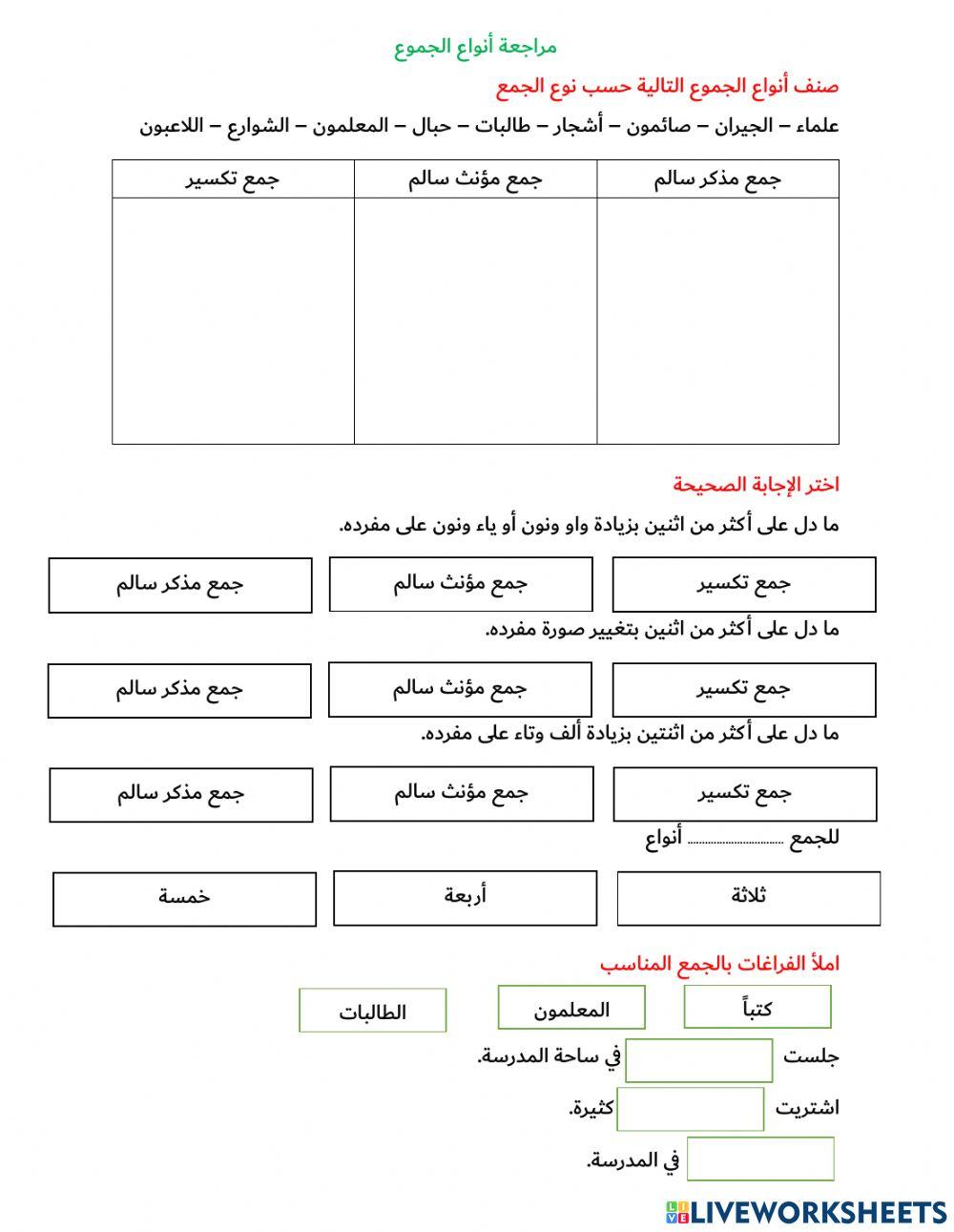 أنواع الجموع