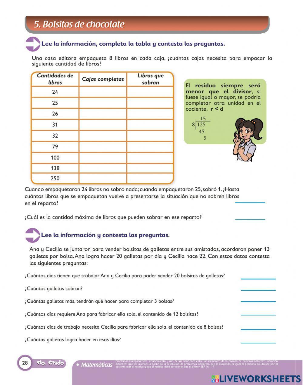 Resolución de problemas usando las divisiones