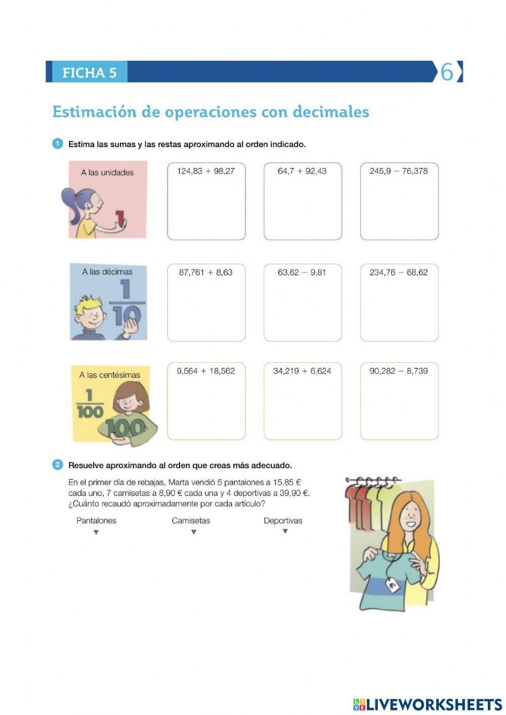 Estimación de operaciones con decimales