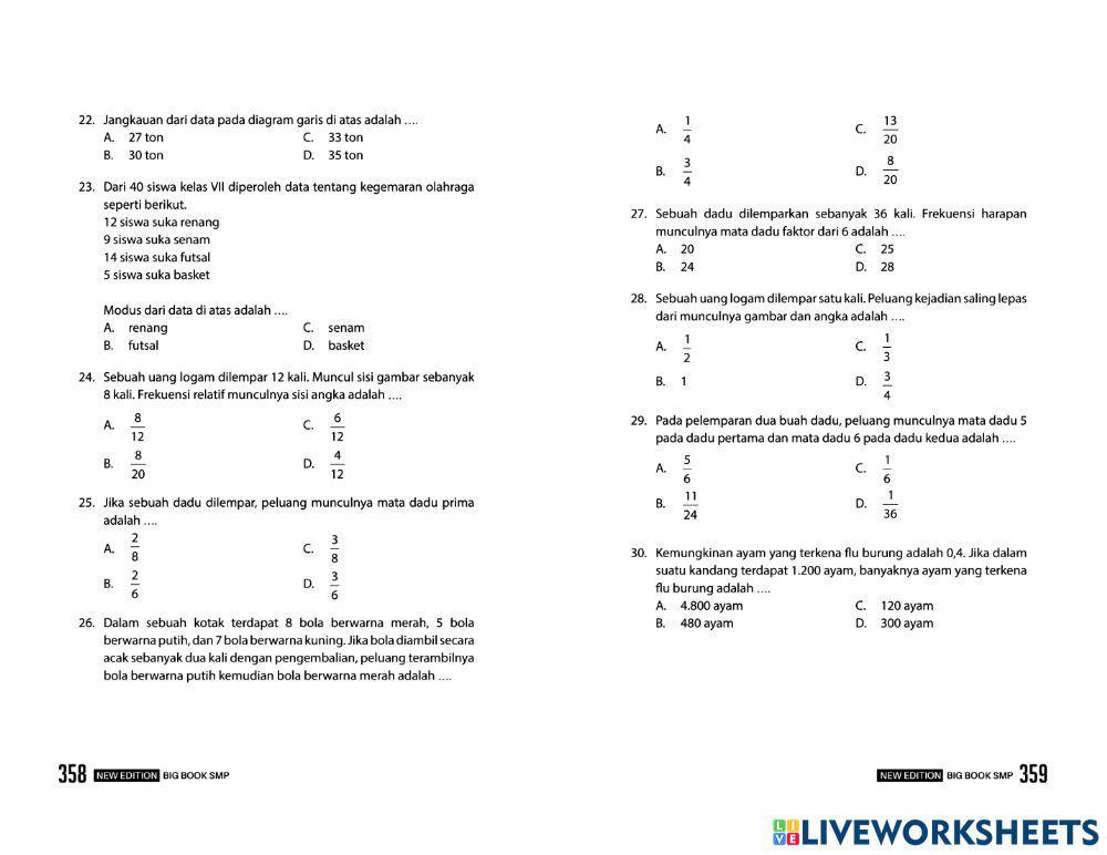 Latihan matematika bab 15 Statistika dan peluang