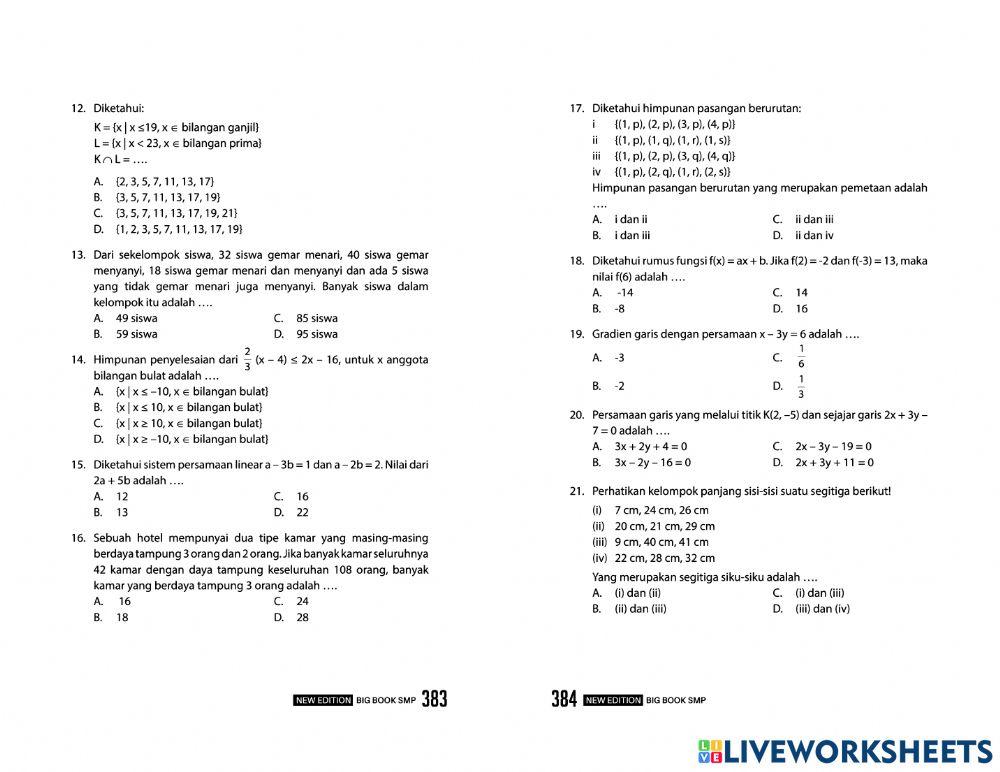 Evaluasi 1 Matematika Persiapan UN